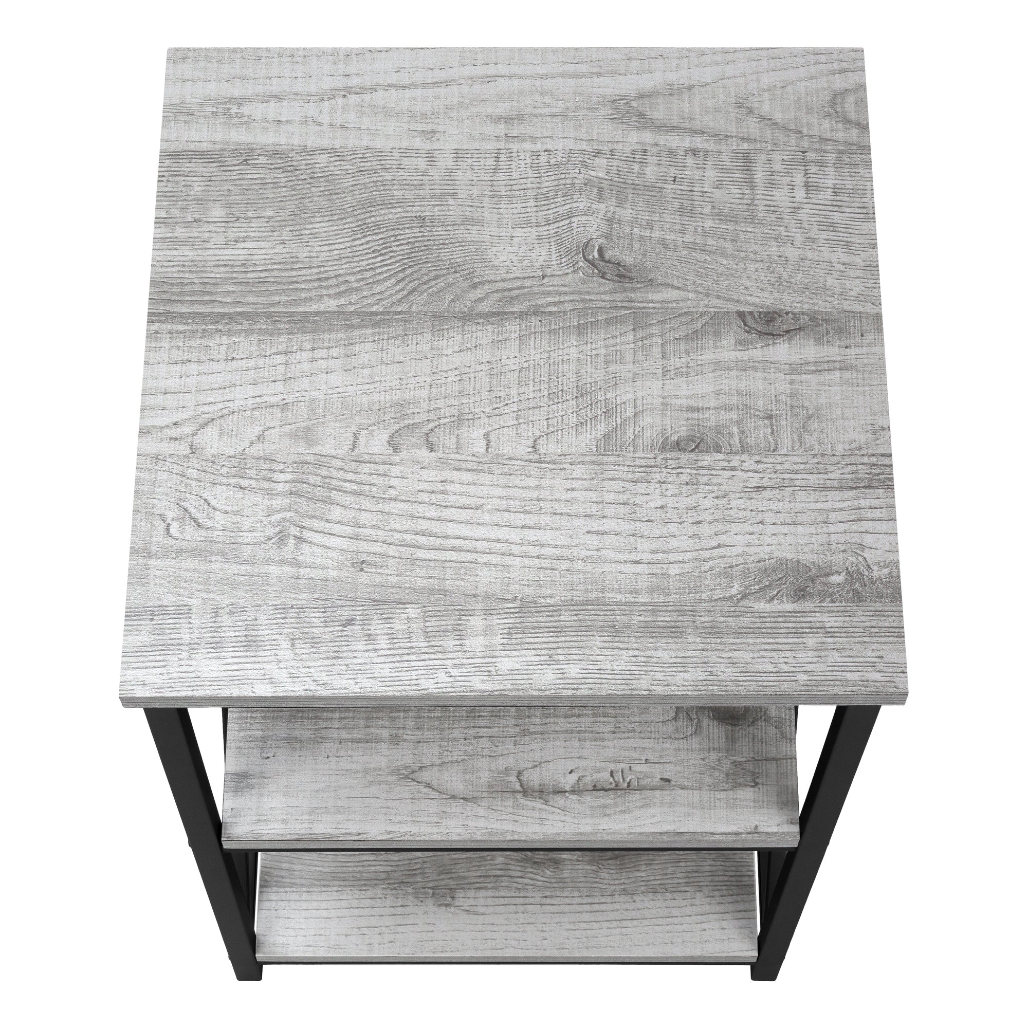 TABLE DE CHEVET - 26"H / GRIS / METAL NOIR – I 3596.