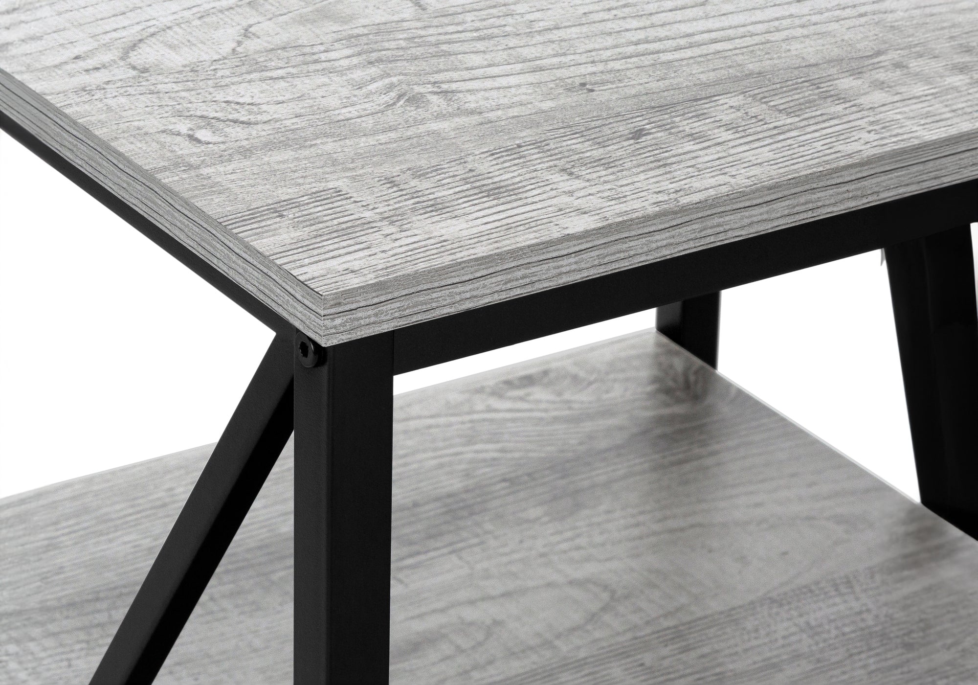 TABLE DE CHEVET - 26"H / GRIS / METAL NOIR – I 3596.