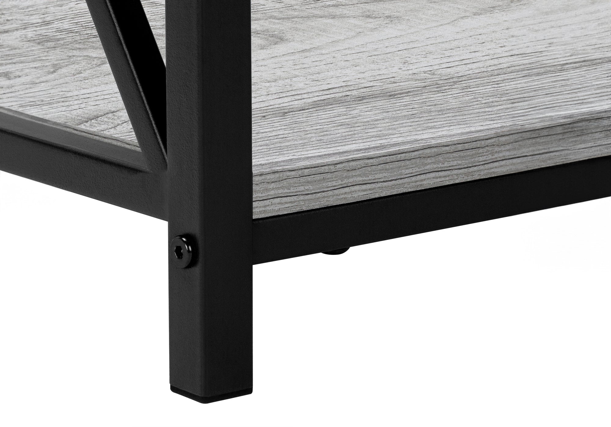 TABLE DE CHEVET - 26"H / GRIS / METAL NOIR – I 3596.