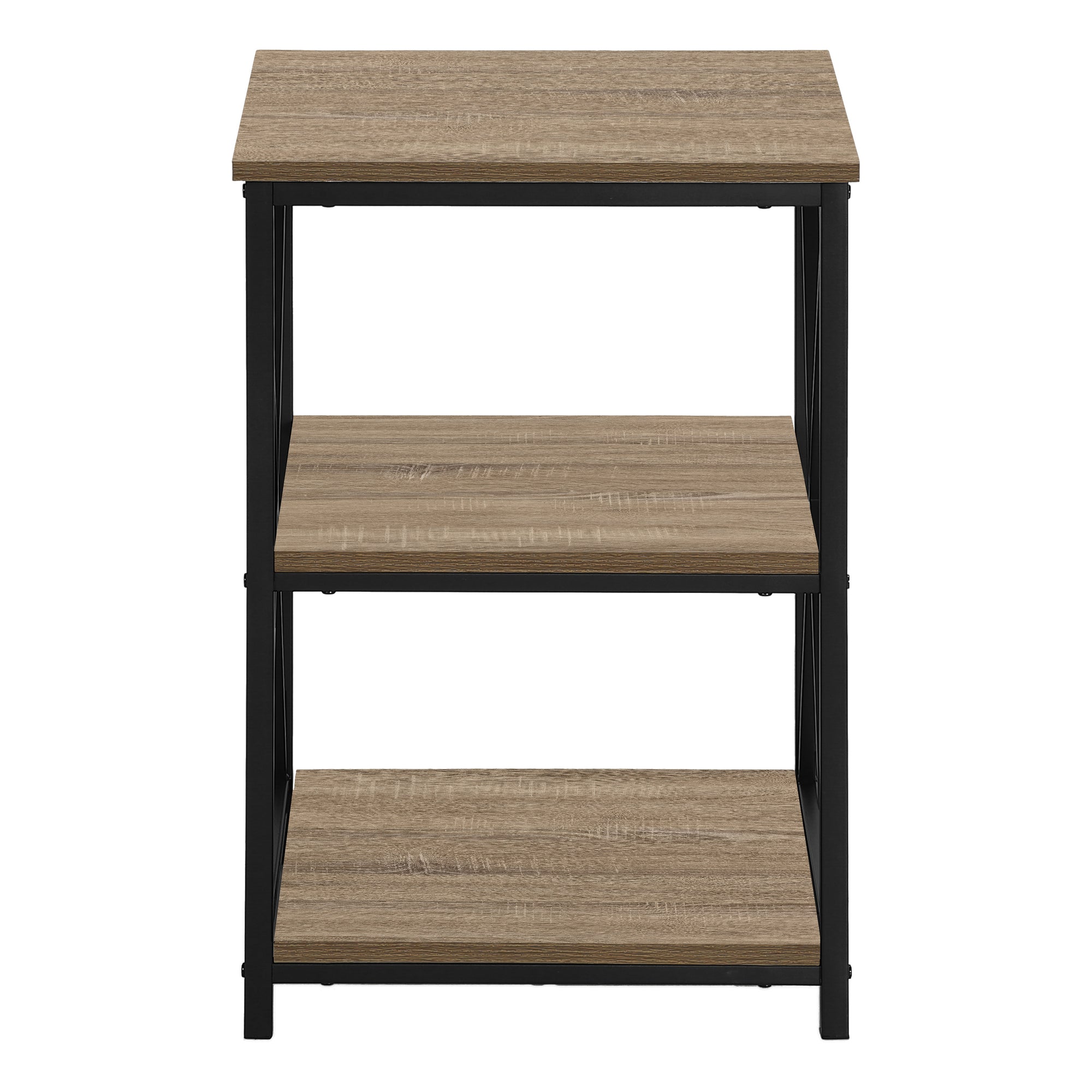 TABLE DE CHEVET - 26"H / TAUPE FONCE / METAL NOIR – I 3597.