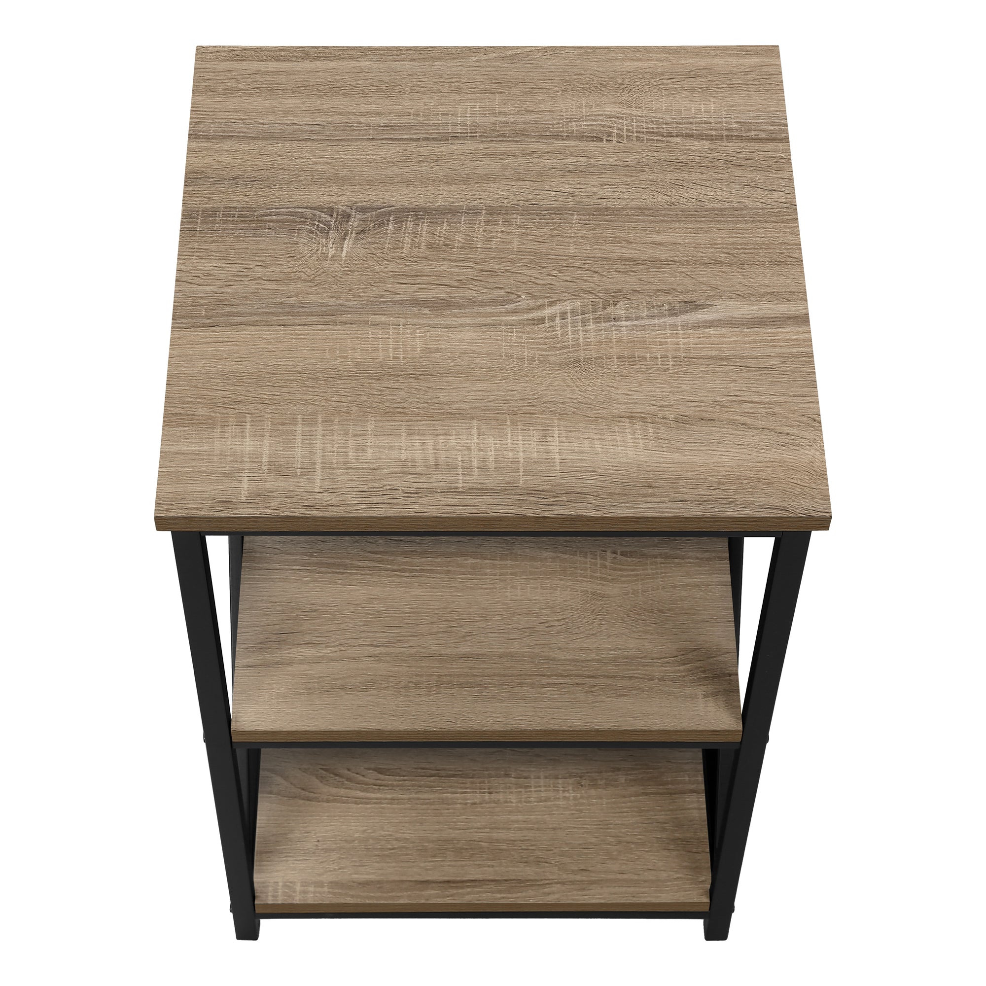 TABLE DE CHEVET - 26"H / TAUPE FONCE / METAL NOIR – I 3597.