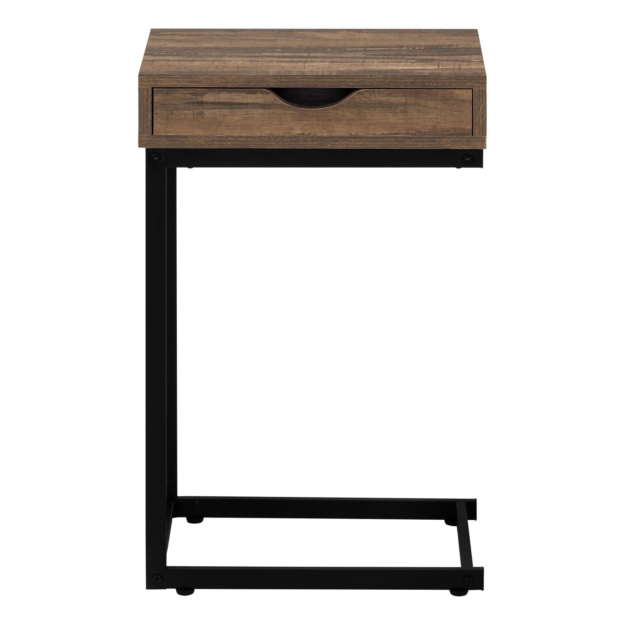 TABLE DE CHEVET - FAUX BOIS BRUN / METAL NOIR – I 3602.