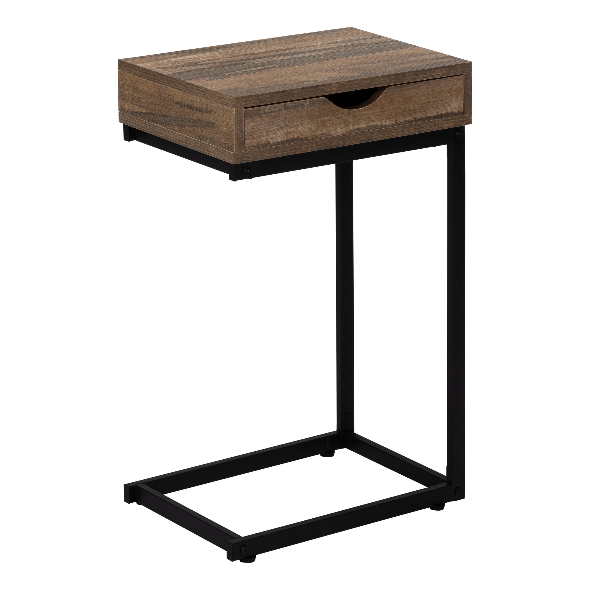 TABLE DE CHEVET - FAUX BOIS BRUN / METAL NOIR – I 3602.