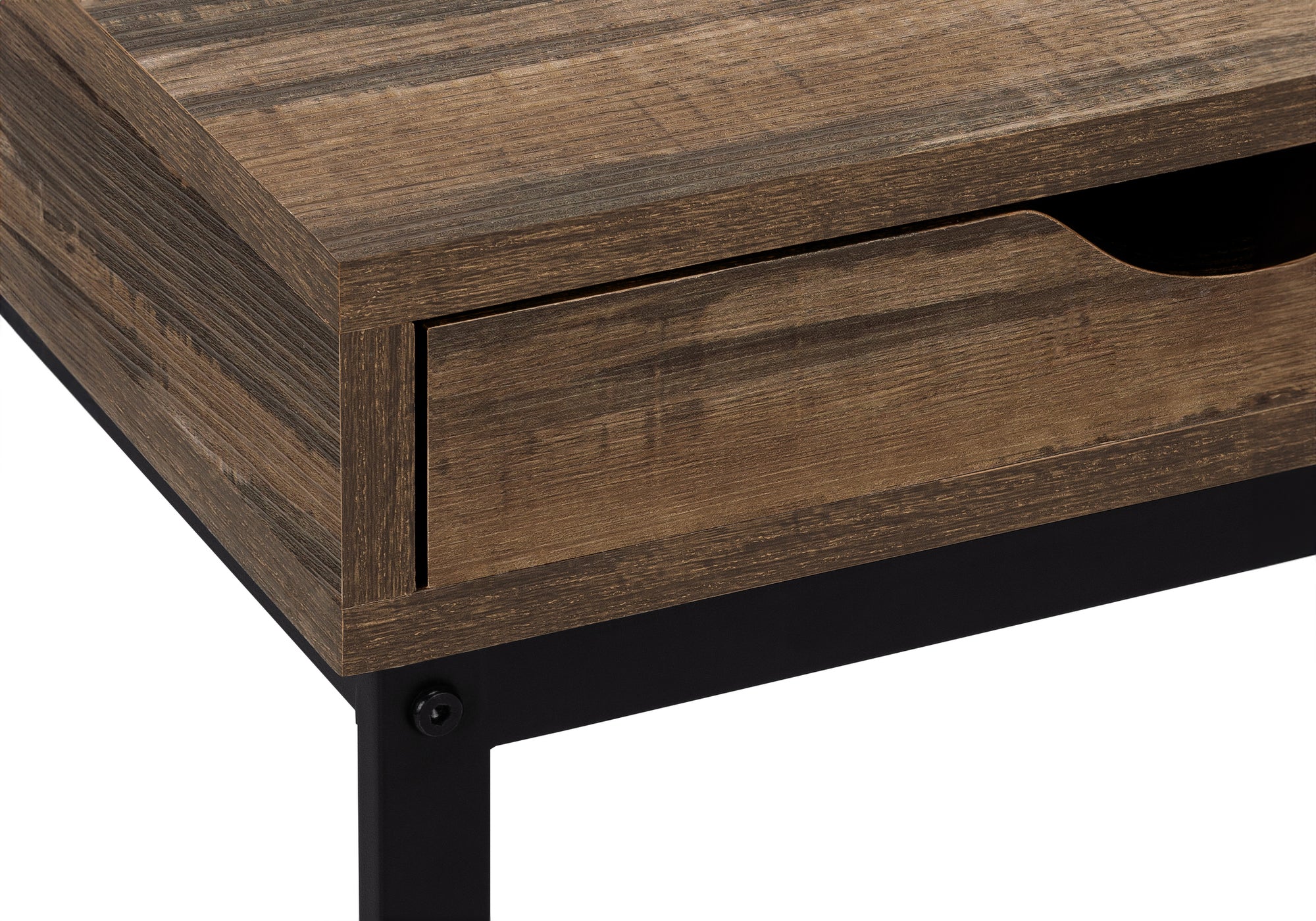 TABLE DE CHEVET - FAUX BOIS BRUN / METAL NOIR – I 3602.