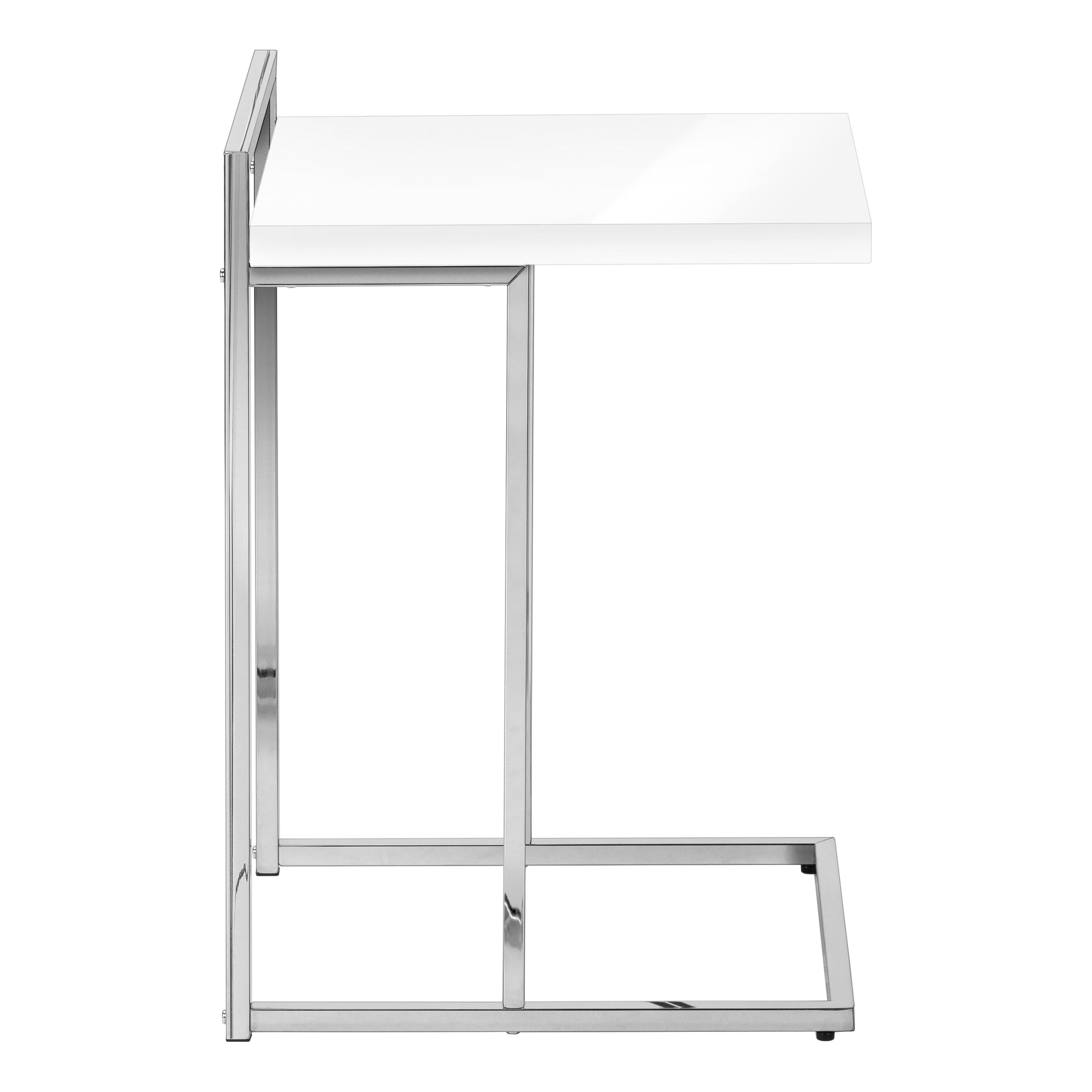 TABLE DE CHEVET - 25"H / BLANC LUSTRE / METAL CHROME – I 3636.