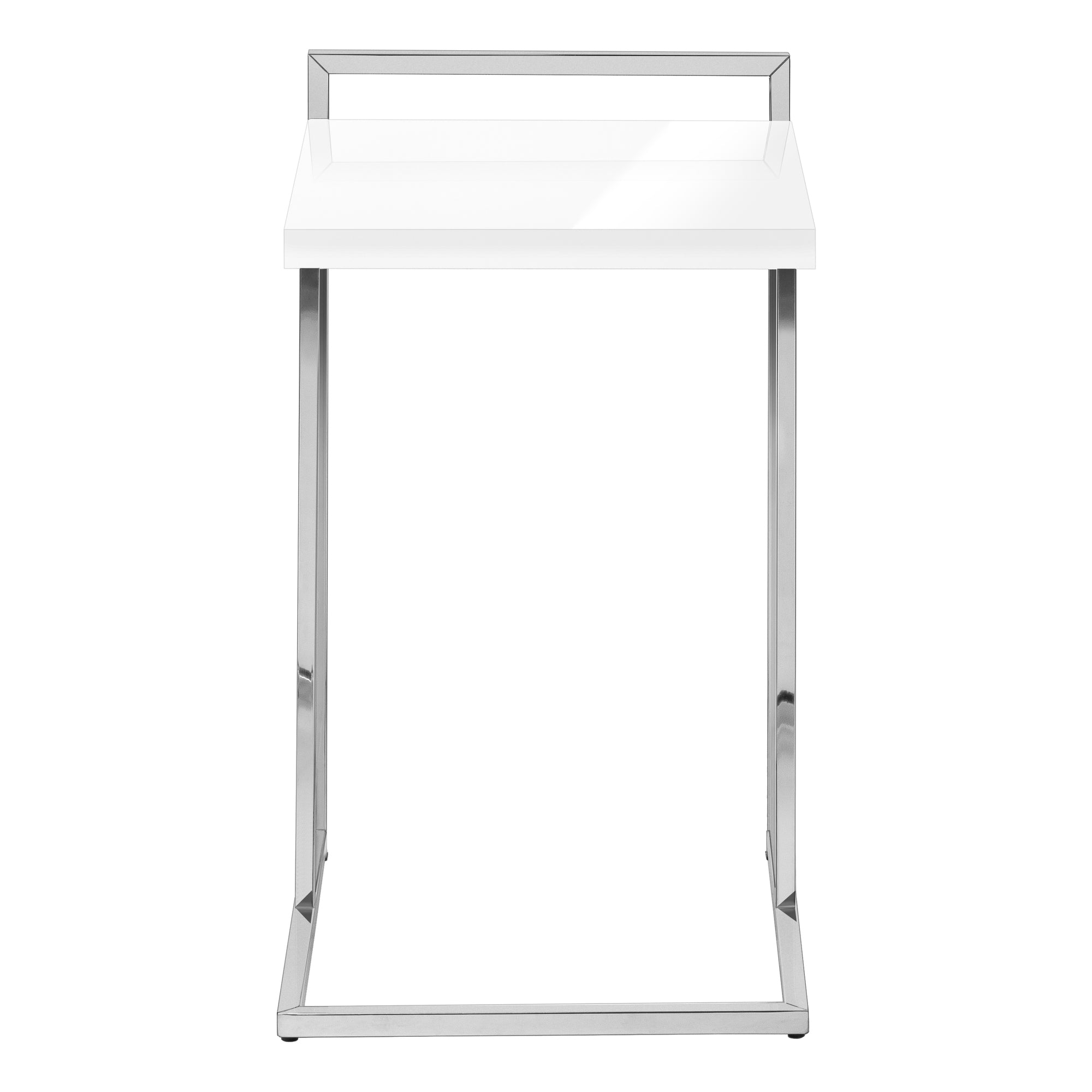 TABLE DE CHEVET - 25"H / BLANC LUSTRE / METAL CHROME – I 3636.