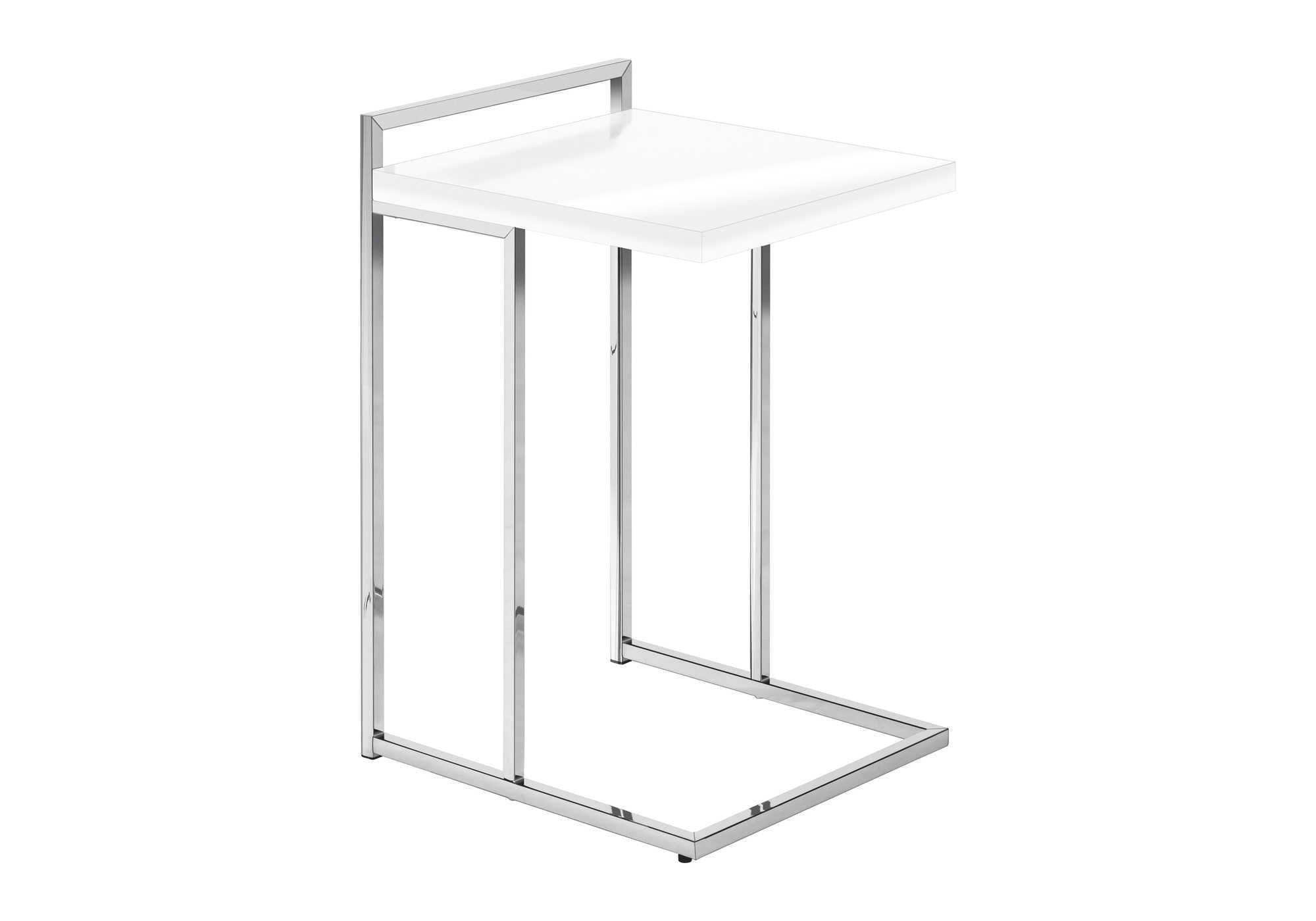 TABLE DE CHEVET - 25"H / BLANC LUSTRE / METAL CHROME – I 3636.