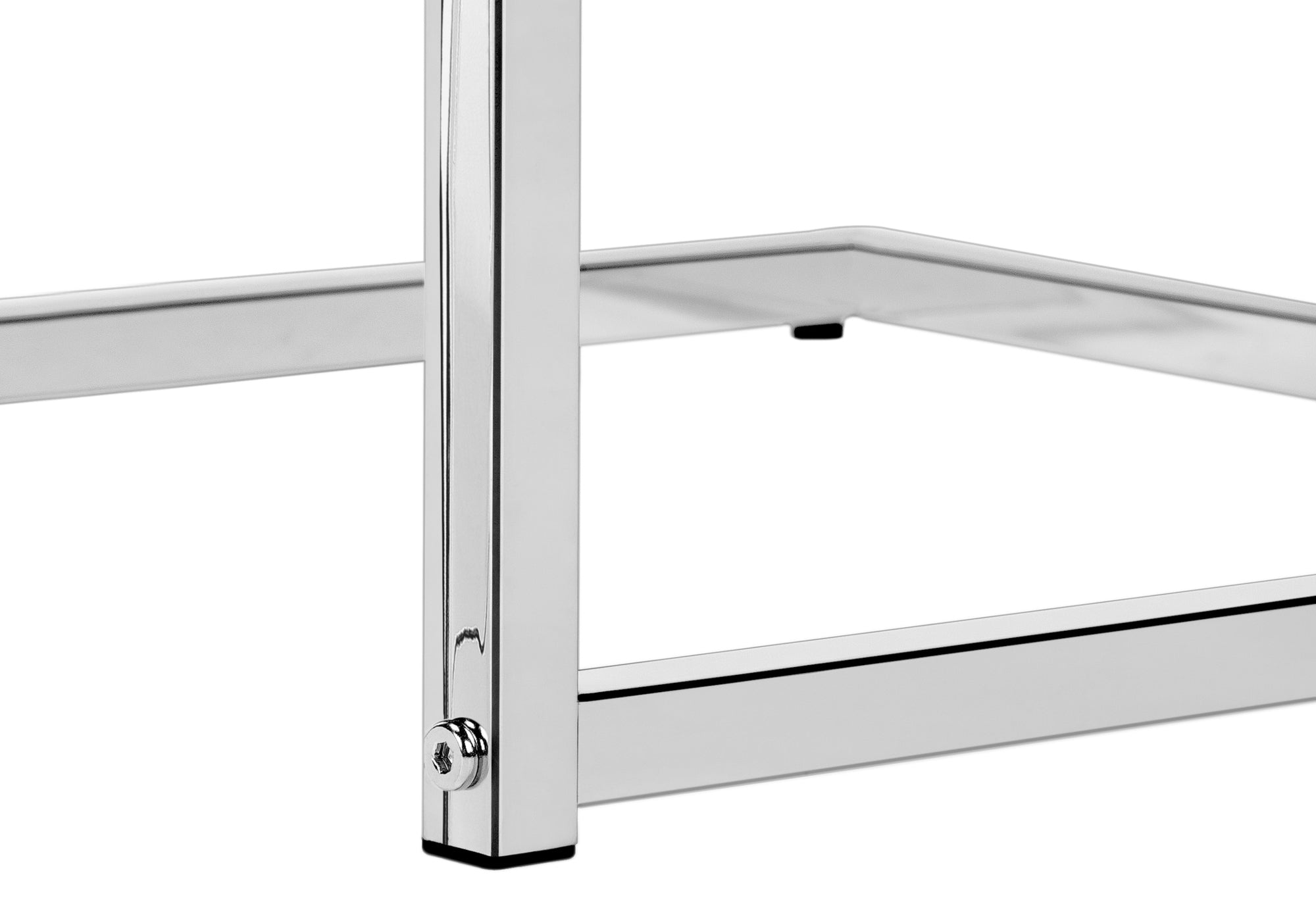 TABLE DE CHEVET - 25"H / BLANC LUSTRE / METAL CHROME – I 3636.