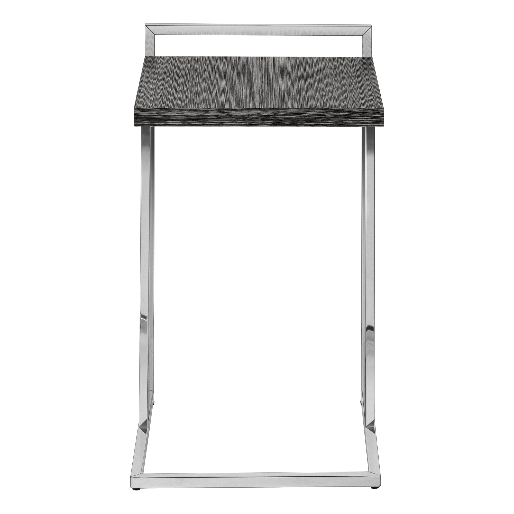 TABLE DE CHEVET - 25"H / GRIS / METAL CHROME – I 3637.