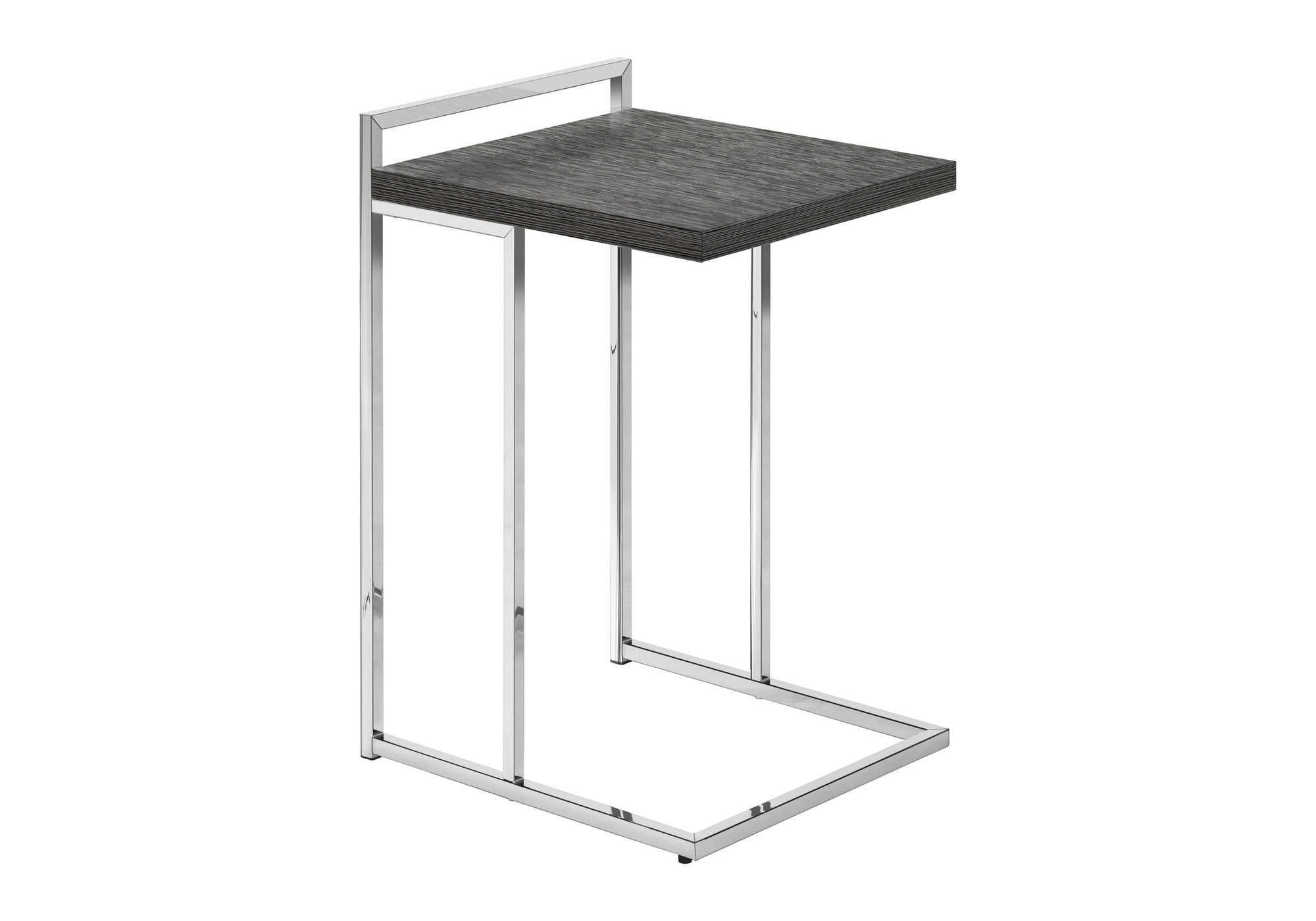 TABLE DE CHEVET - 25"H / GRIS / METAL CHROME – I 3637.