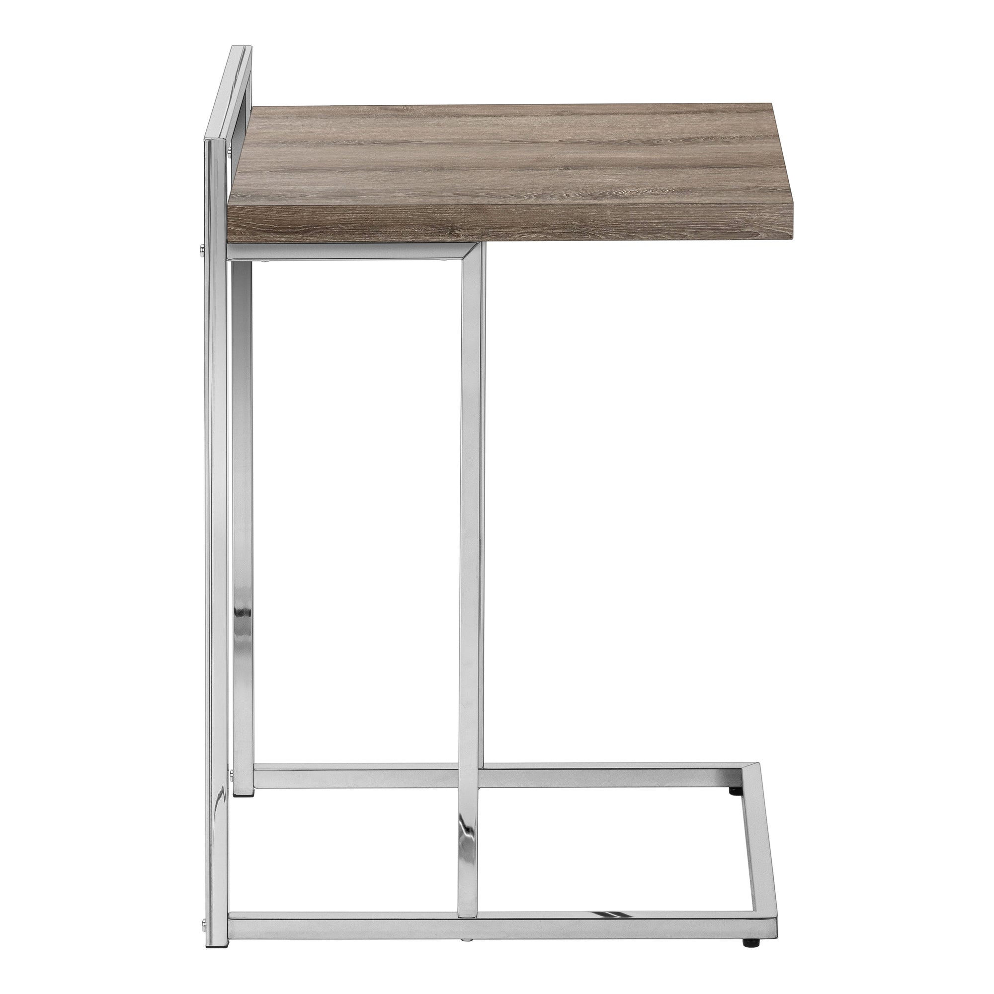 TABLE DE CHEVET - 25"H / TAUPE FONCE / METAL CHROME – I 3638.