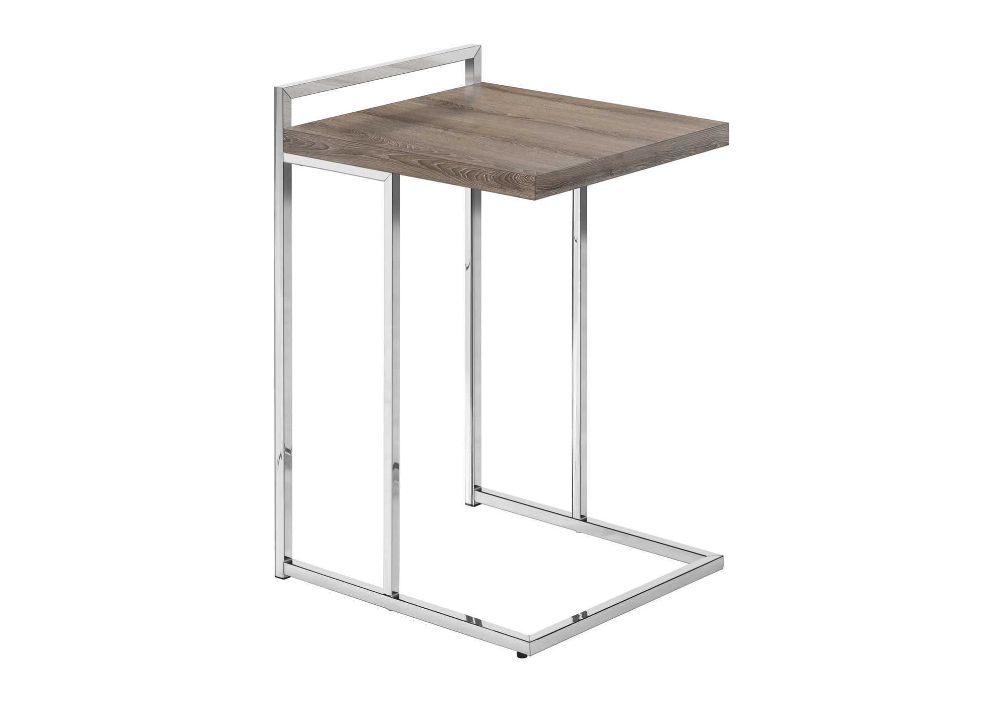 TABLE DE CHEVET - 25"H / TAUPE FONCE / METAL CHROME – I 3638.