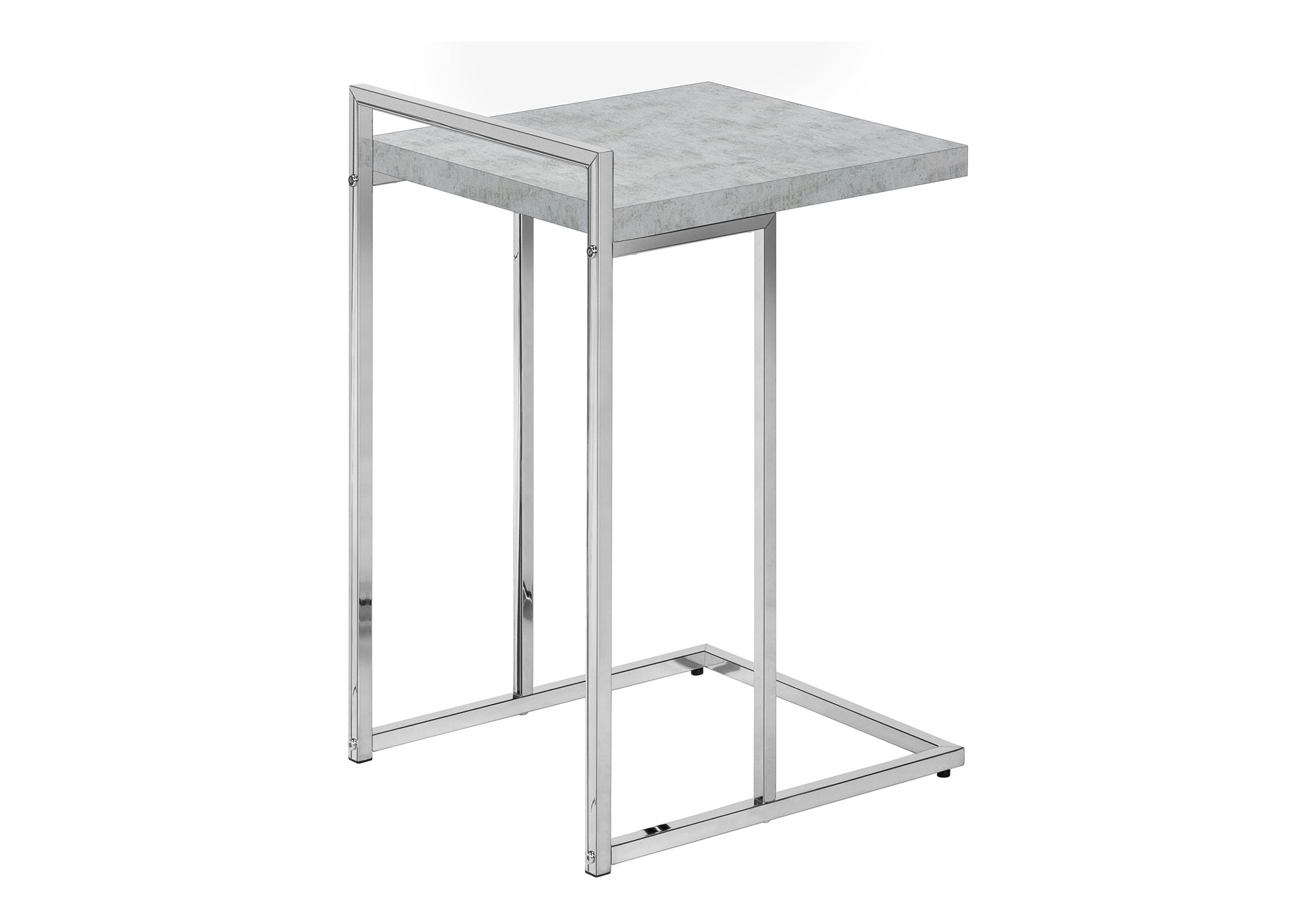 TABLE DE CHEVET - 25"H / GRIS CIMENTE / METAL CHROME – I 3639.