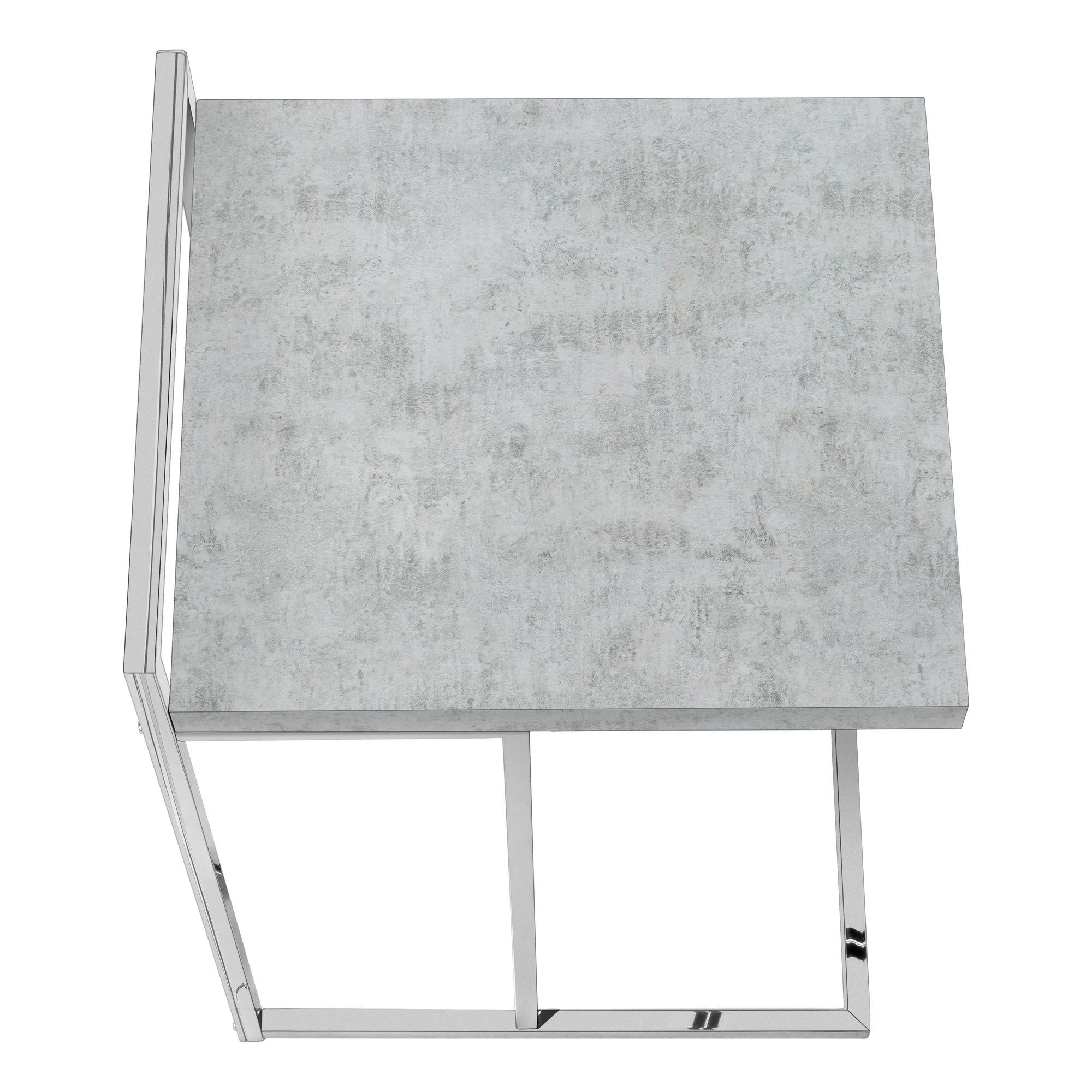 TABLE DE CHEVET - 25"H / GRIS CIMENTE / METAL CHROME – I 3639.