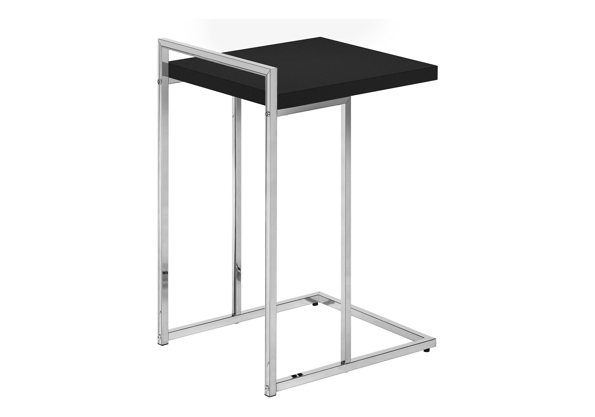 TABLE DE CHEVET - 25"H / NOIR / METAL CHROME – I 3640.