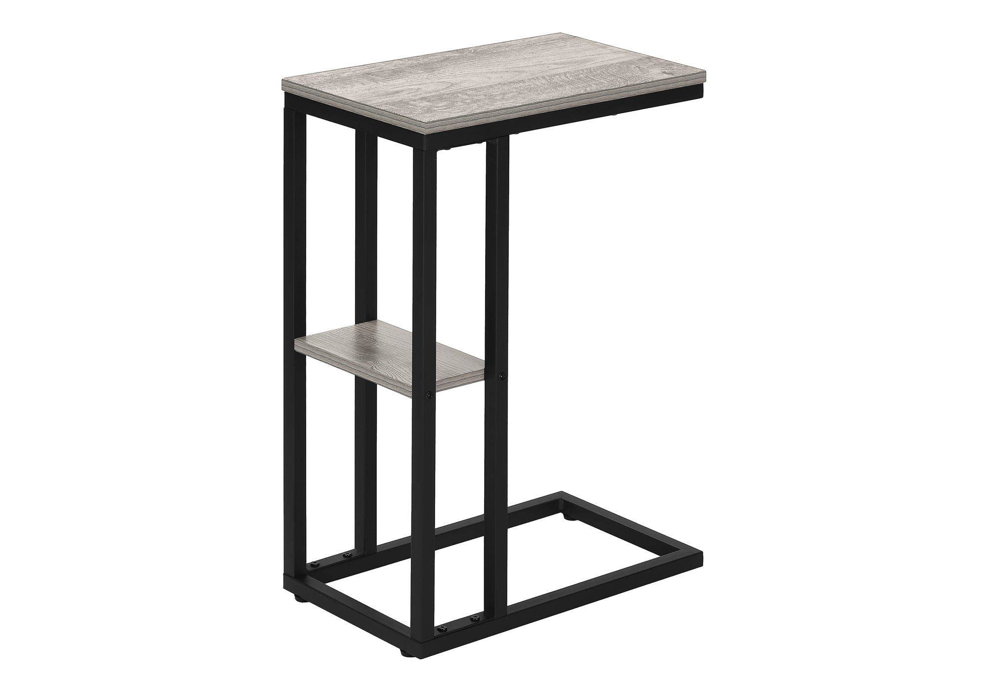 TABLE DE CHEVET - 25"H / GRIS / METAL NOIR – I 3671.