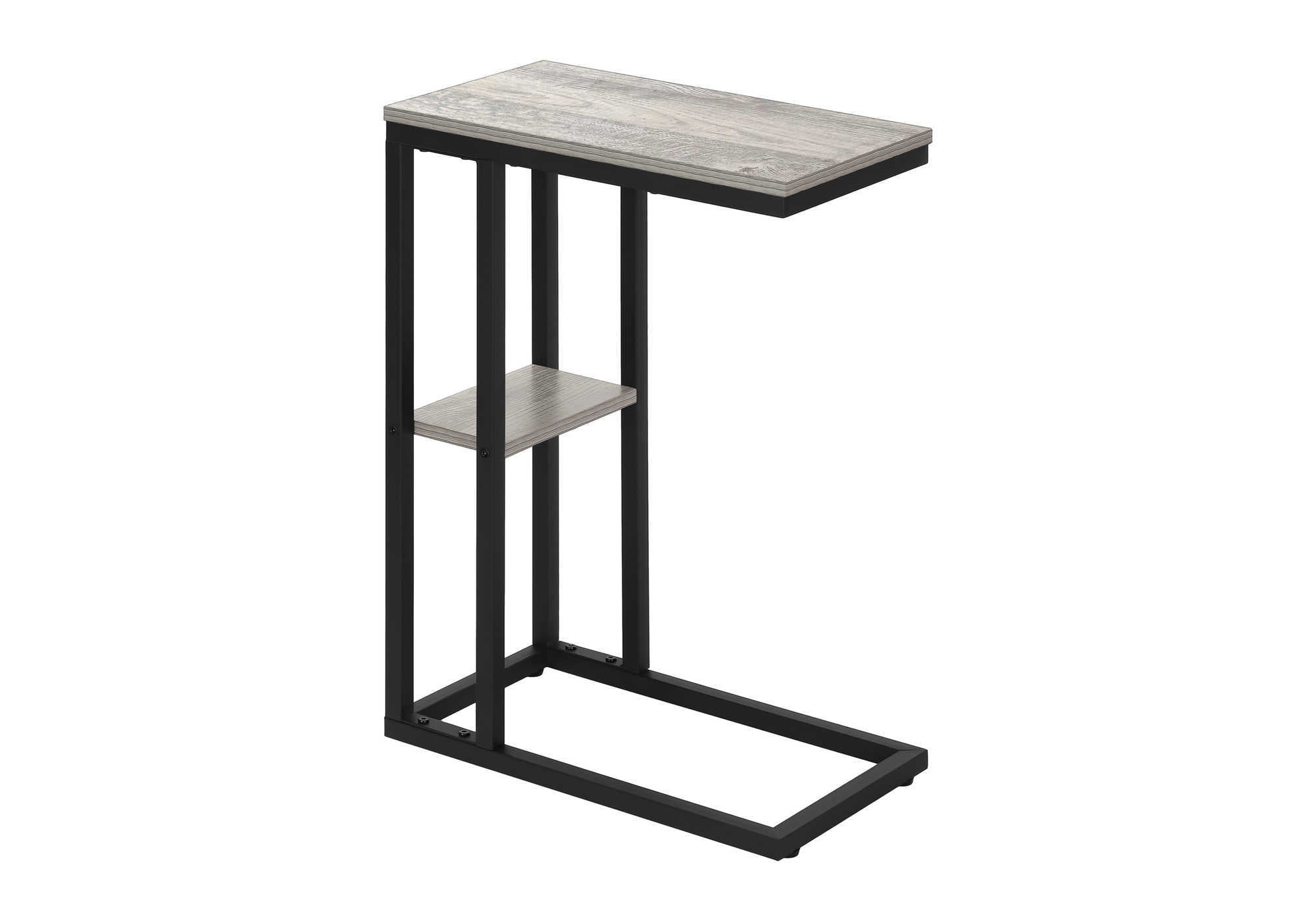 TABLE DE CHEVET - 25"H / GRIS / METAL NOIR – I 3671.