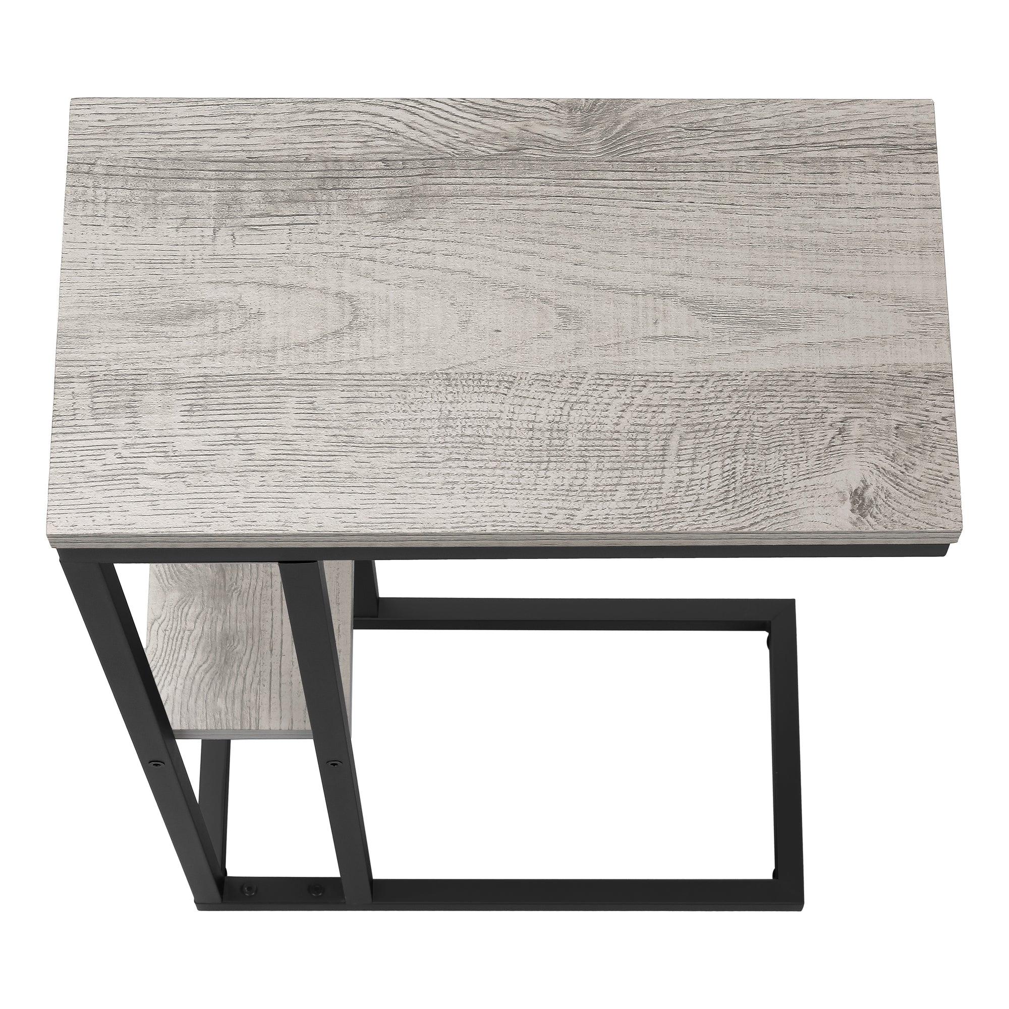 TABLE DE CHEVET - 25"H / GRIS / METAL NOIR – I 3671.