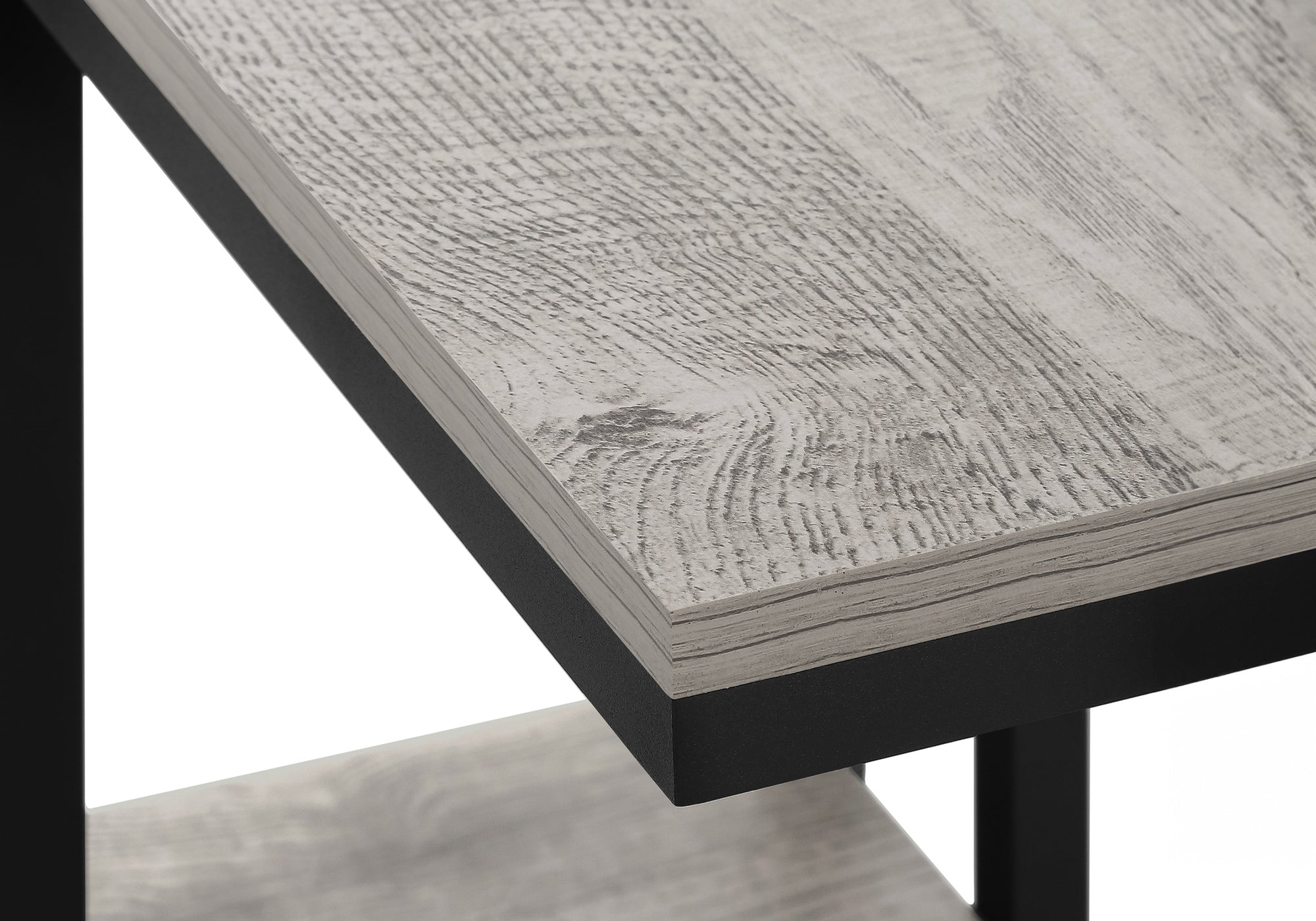 TABLE DE CHEVET - 25"H / GRIS / METAL NOIR – I 3671.