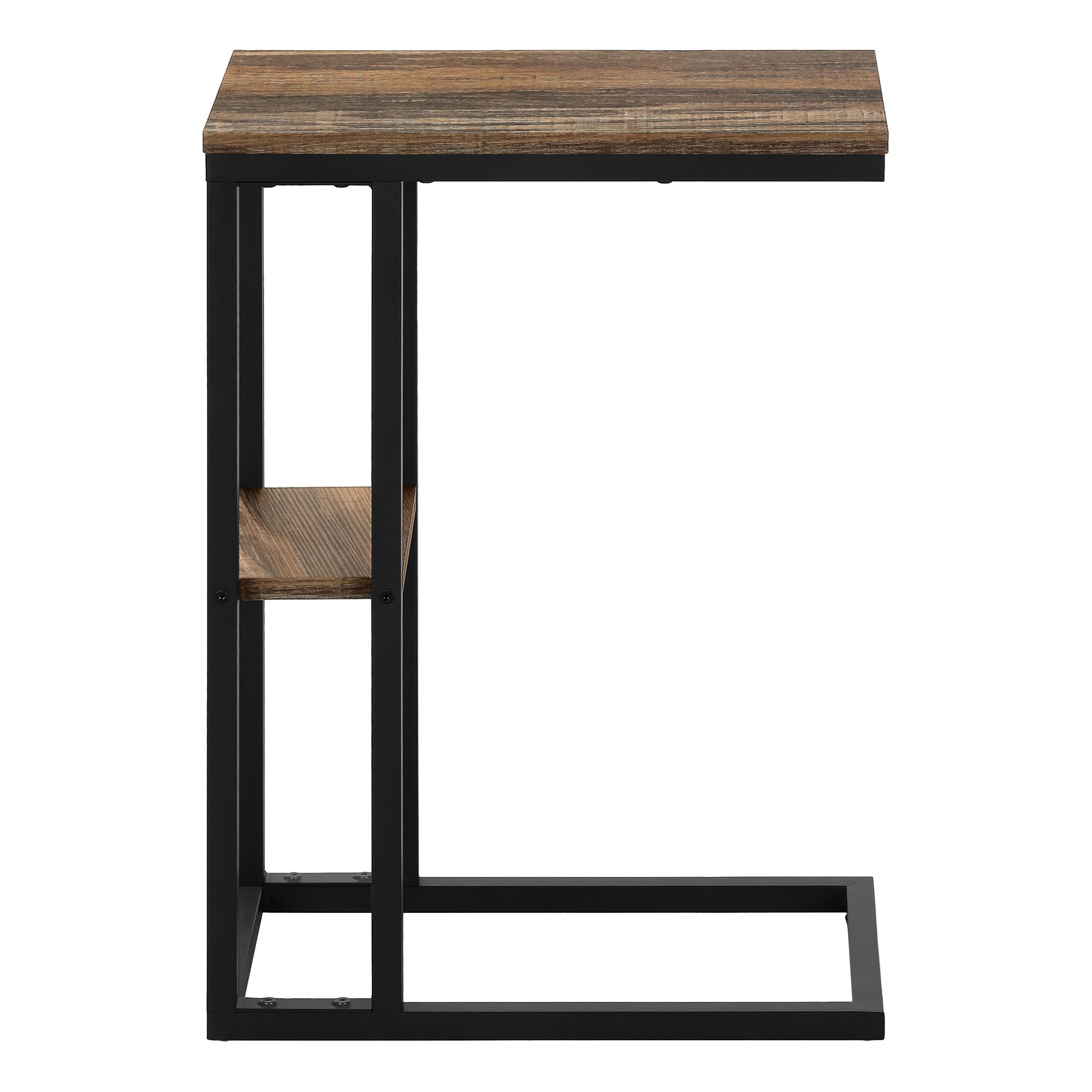 TABLE DE CHEVET - 25"H / FAUX BOIS BRUN / METAL NOIR – I 3673.