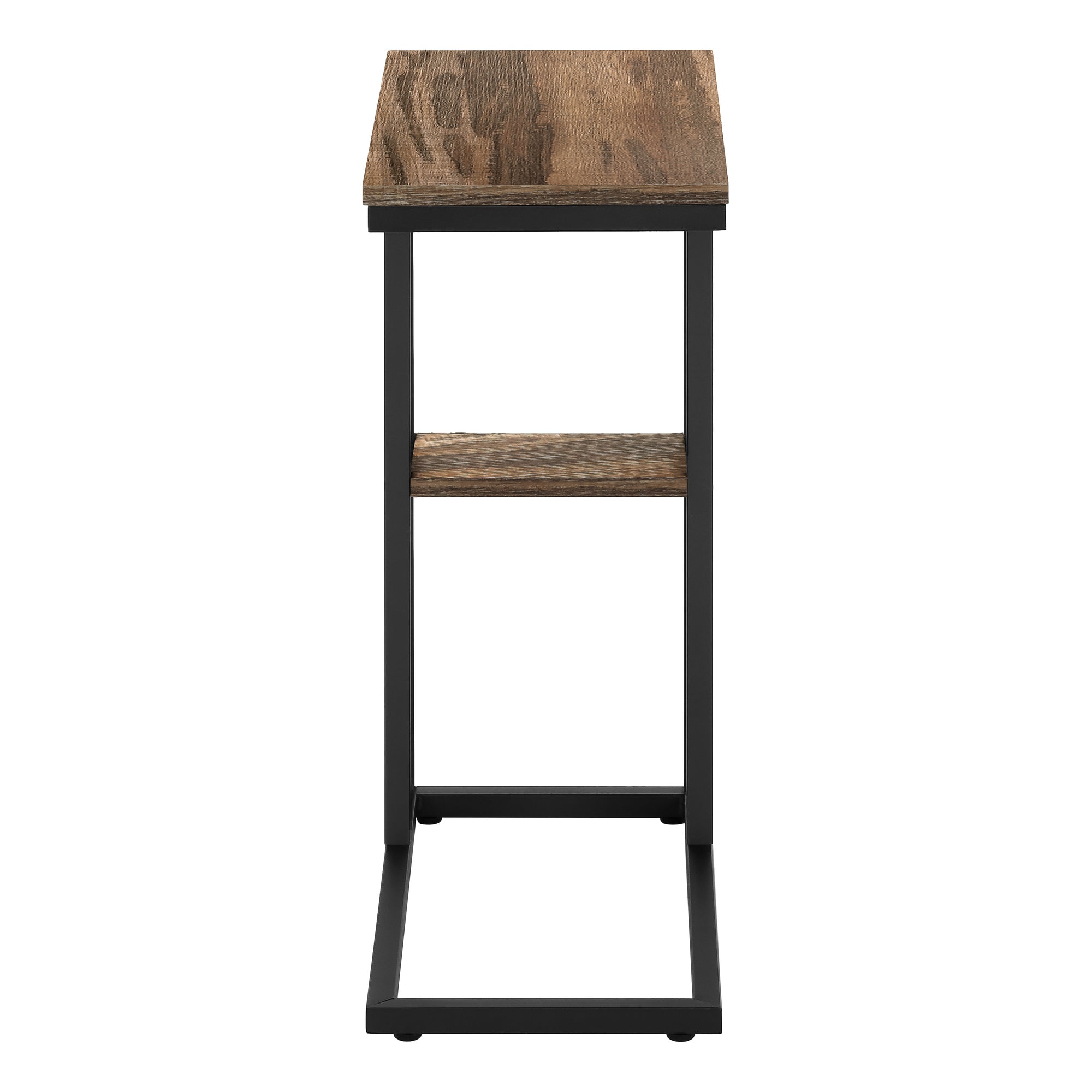 TABLE DE CHEVET - 25"H / FAUX BOIS BRUN / METAL NOIR – I 3673.