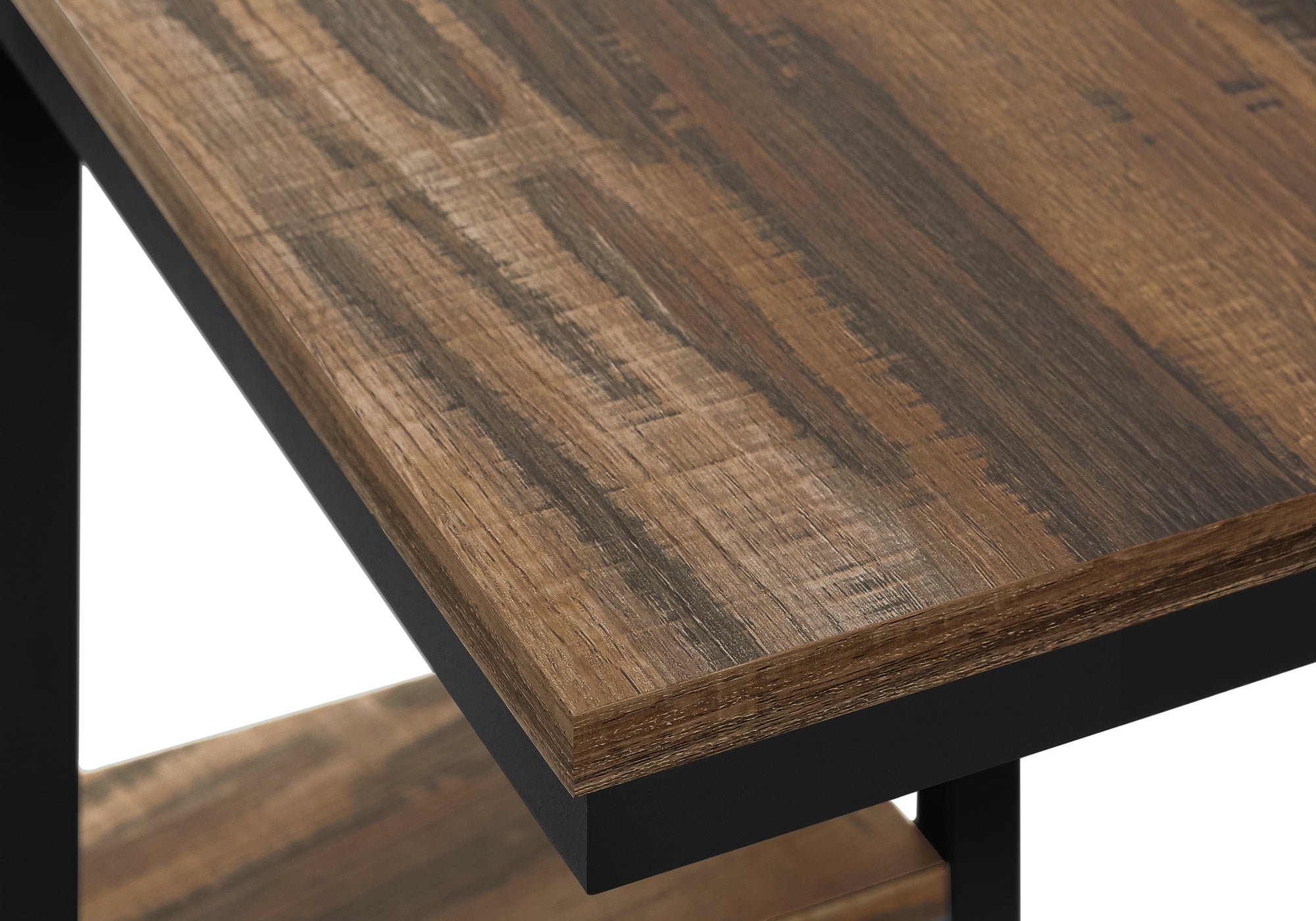 TABLE DE CHEVET - 25"H / FAUX BOIS BRUN / METAL NOIR – I 3673.