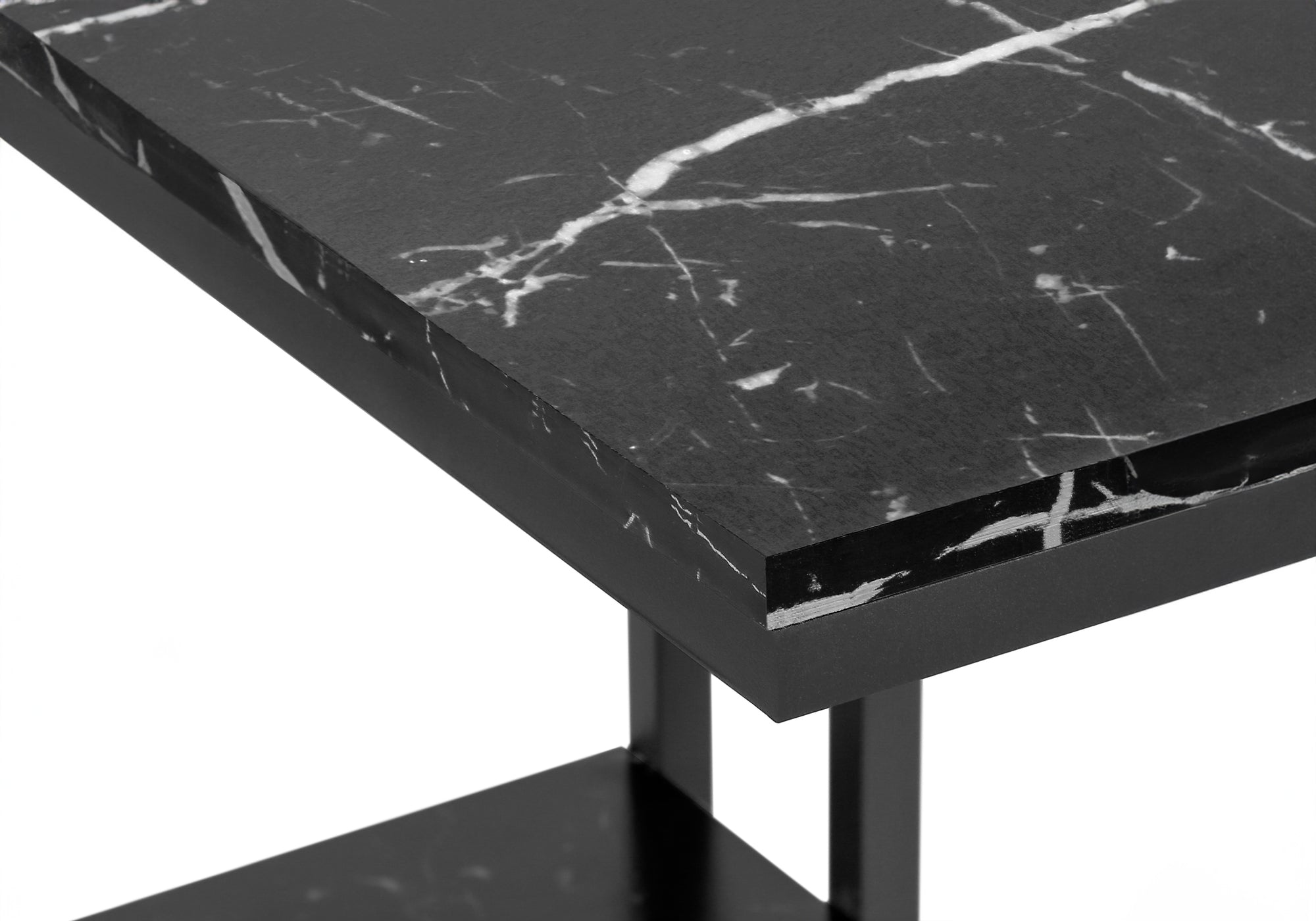 TABLE DE CHEVET - 25"H / MARBRE NOIR / METAL NOIR – I 3674.