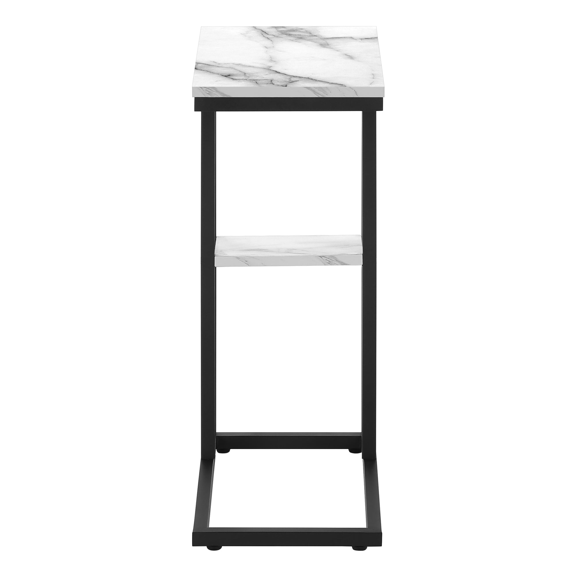 TABLE DE CHEVET - 25"H / MARBRE BLANC / METAL NOIR – I 3675.