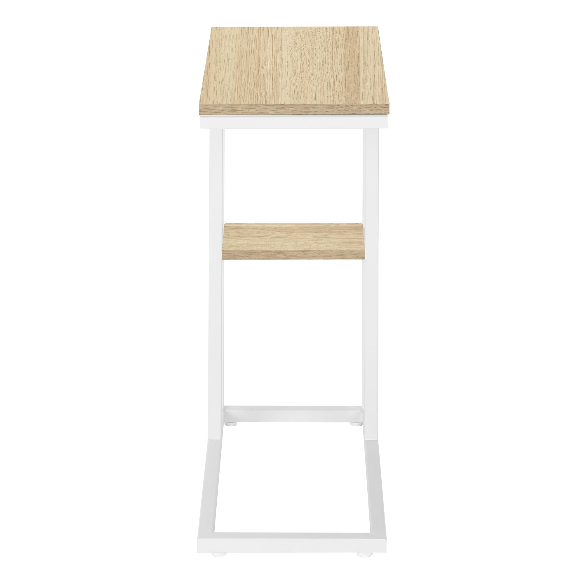 TABLE DE CHEVET - 25"H / NATUREL / METAL BLANC – I 3677.