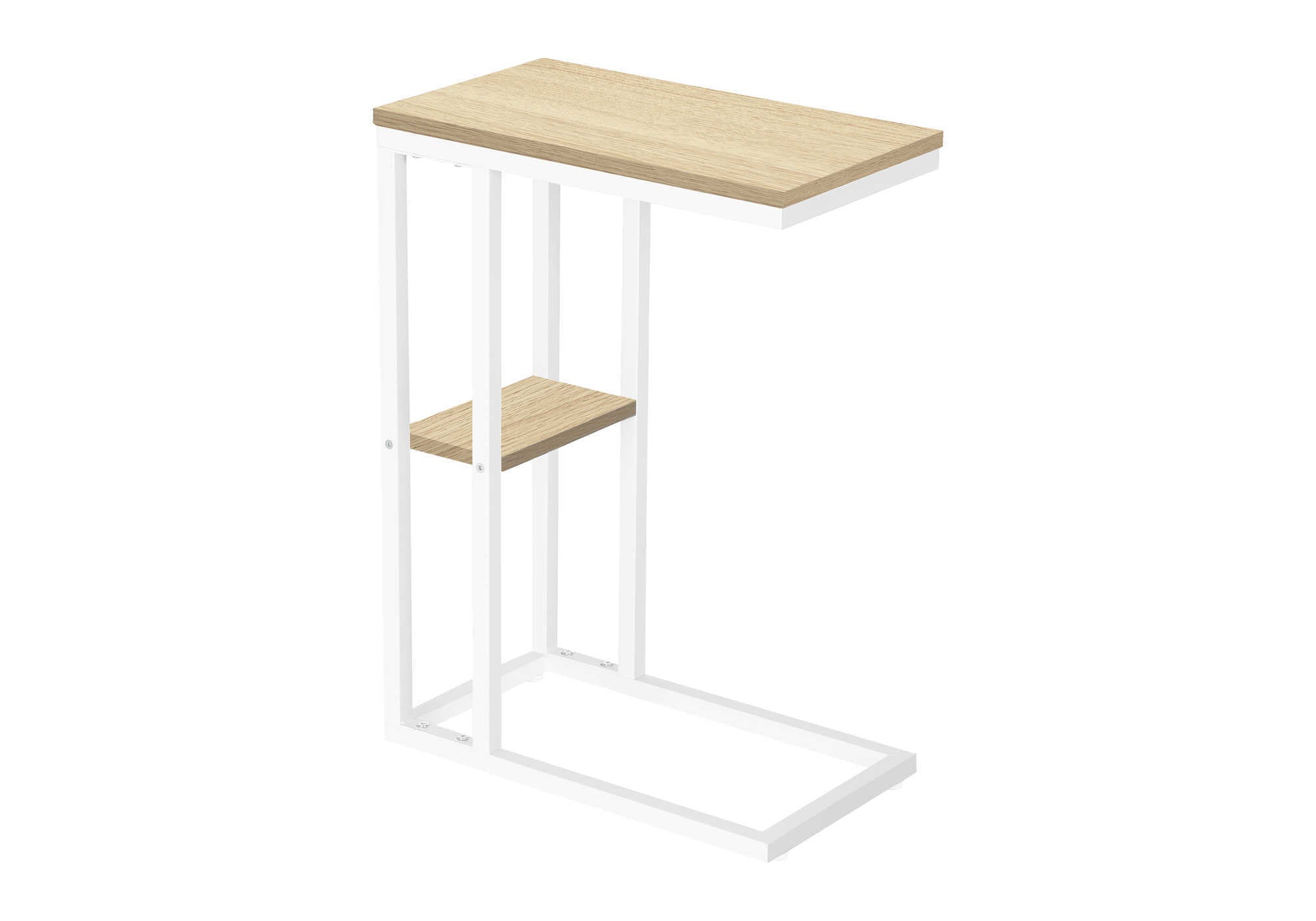 TABLE DE CHEVET - 25"H / NATUREL / METAL BLANC – I 3677.