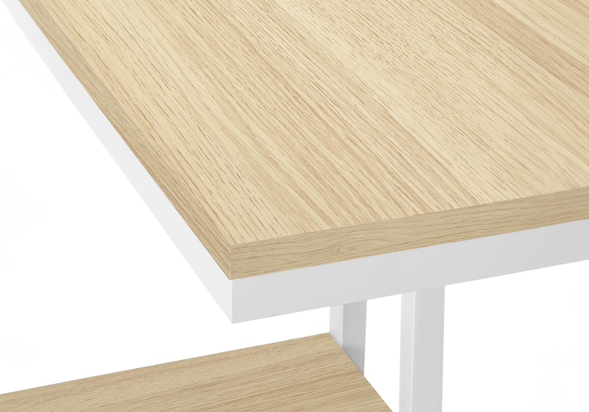 TABLE DE CHEVET - 25"H / NATUREL / METAL BLANC – I 3677.