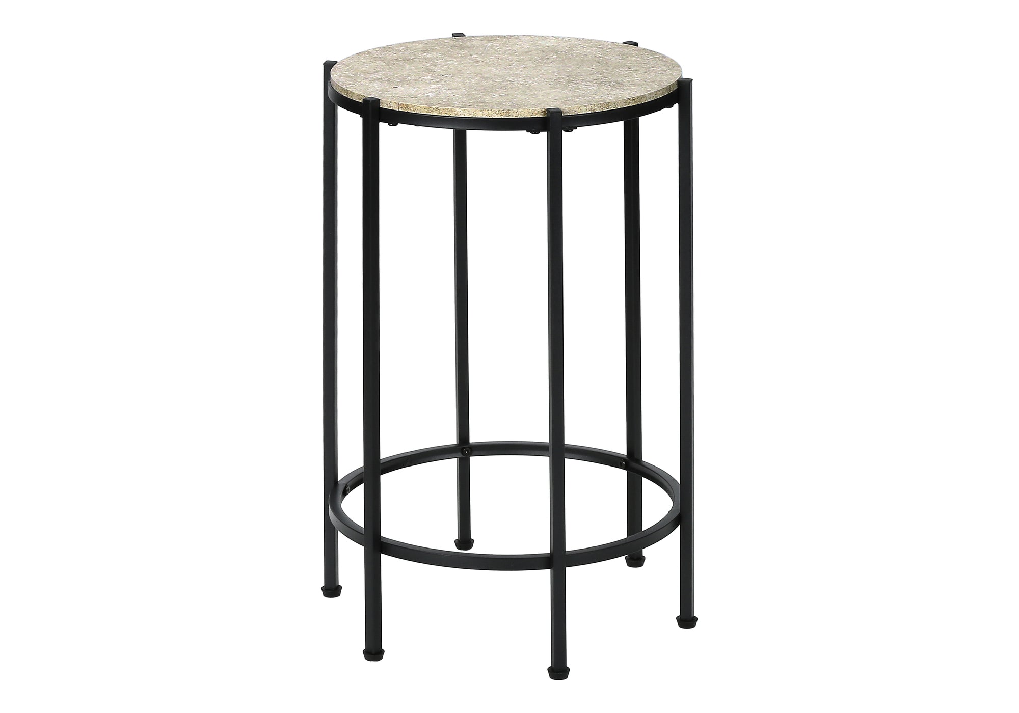 TABLE DE CHEVET - 24"H / PIERRE CREME / METAL NOIR – I 3758.
