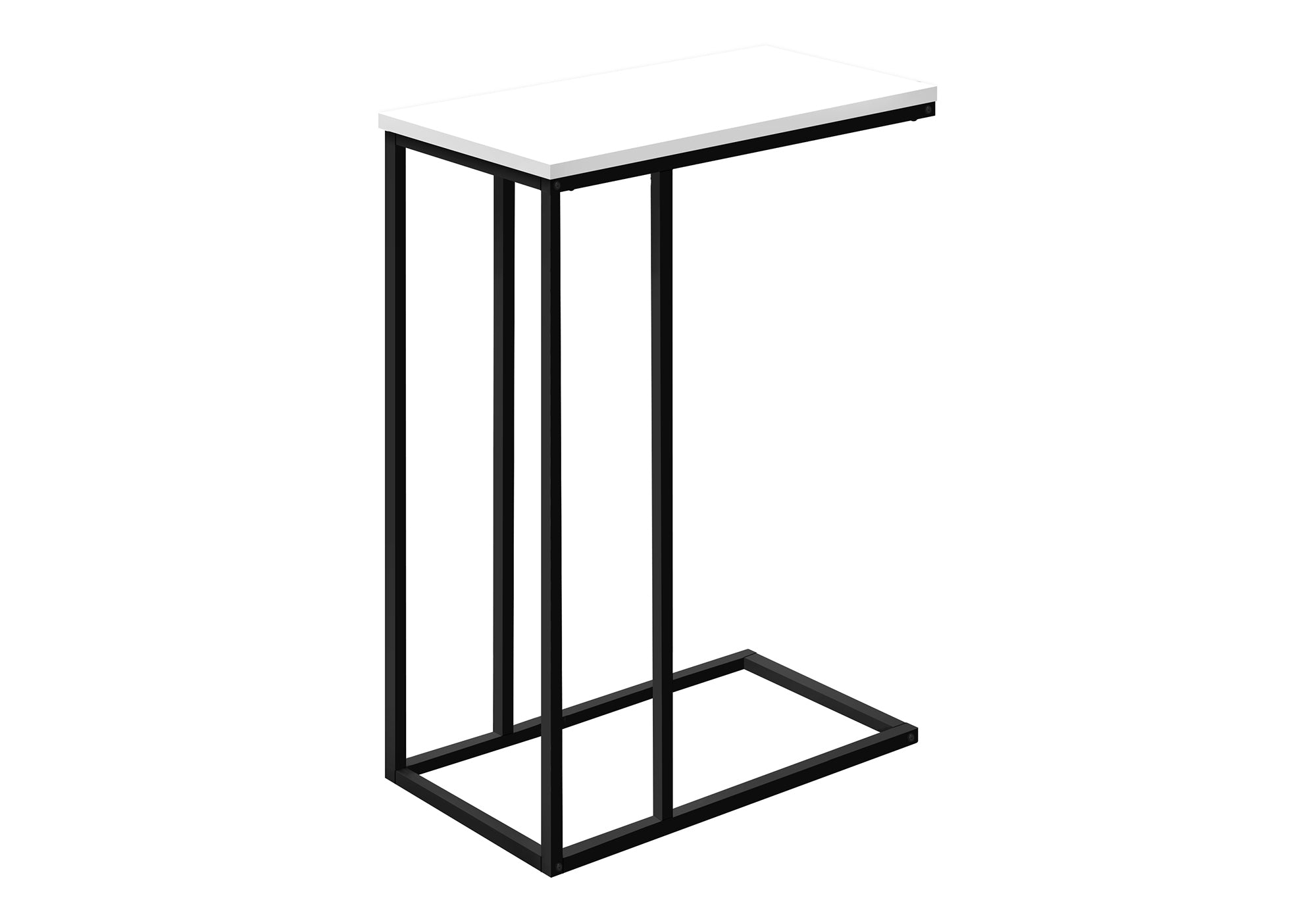 TABLE DE CHEVET - 25"H / BLANC / METAL NOIR – I 3760.