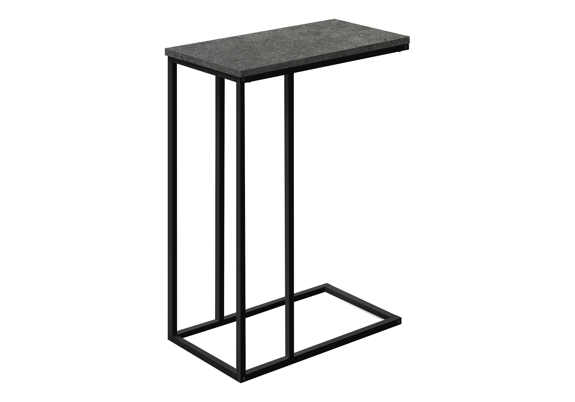 TABLE DE CHEVET - 25"H / FAUSSE PIERRE GRISE / METAL NOIR – I 3765.