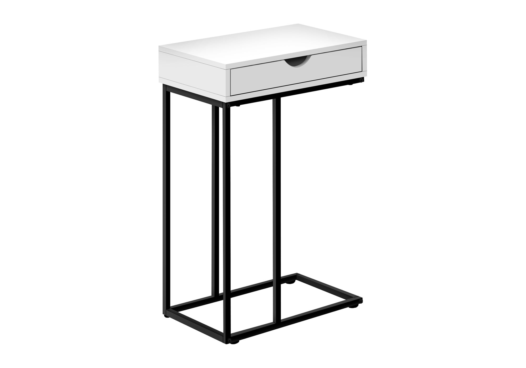 TABLE DE CHEVET - 25"H / BLANC / METAL NOIR – I 3770.