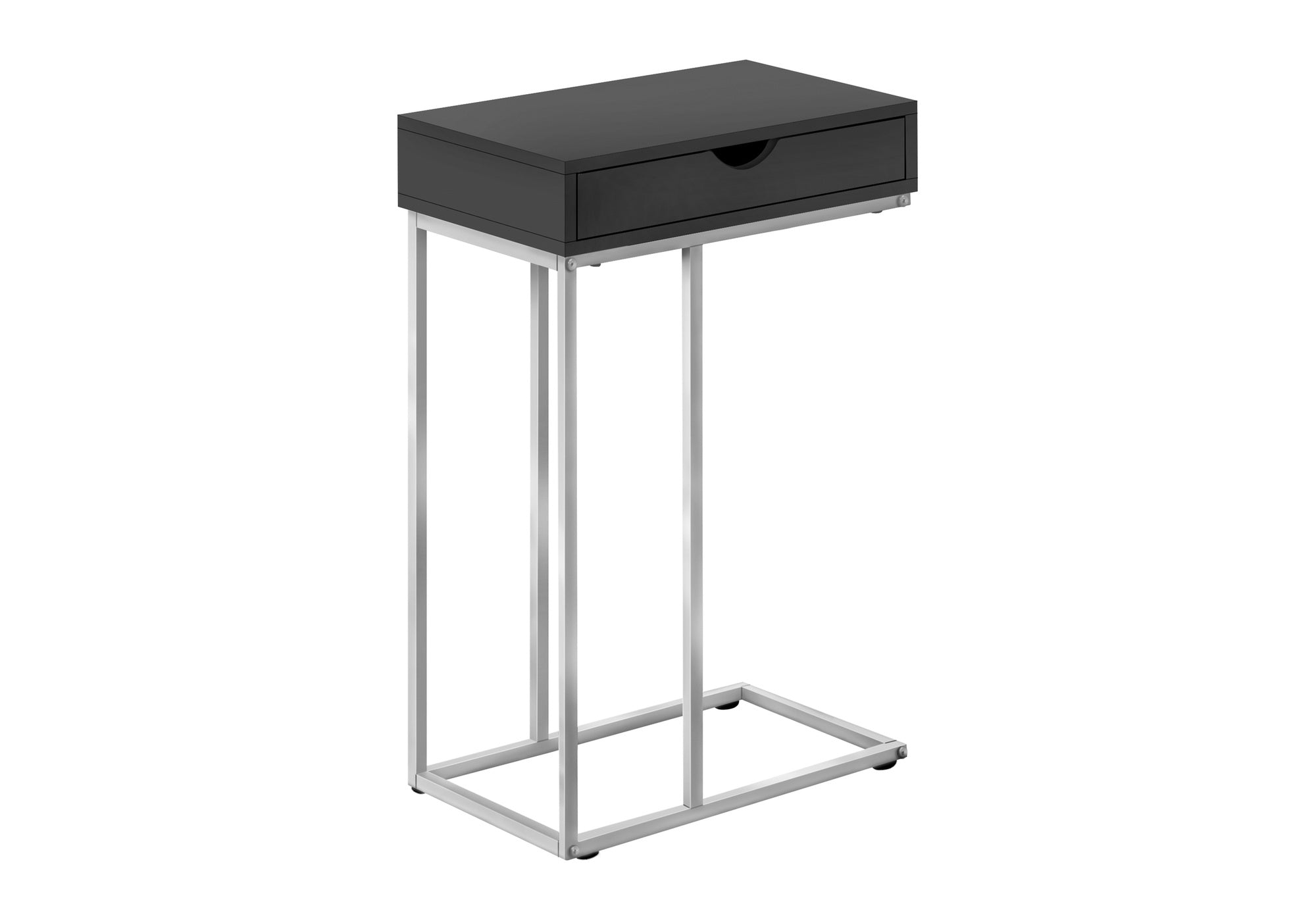 TABLE DE CHEVET - 25"H / NOIR / METAL ARGENT – I 3773.