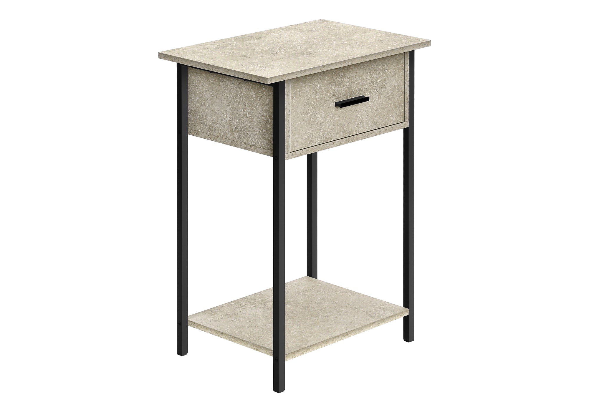 TABLE D'APPOINT - 24"H / PIERRE CREME / METAL NOIR – I 3818