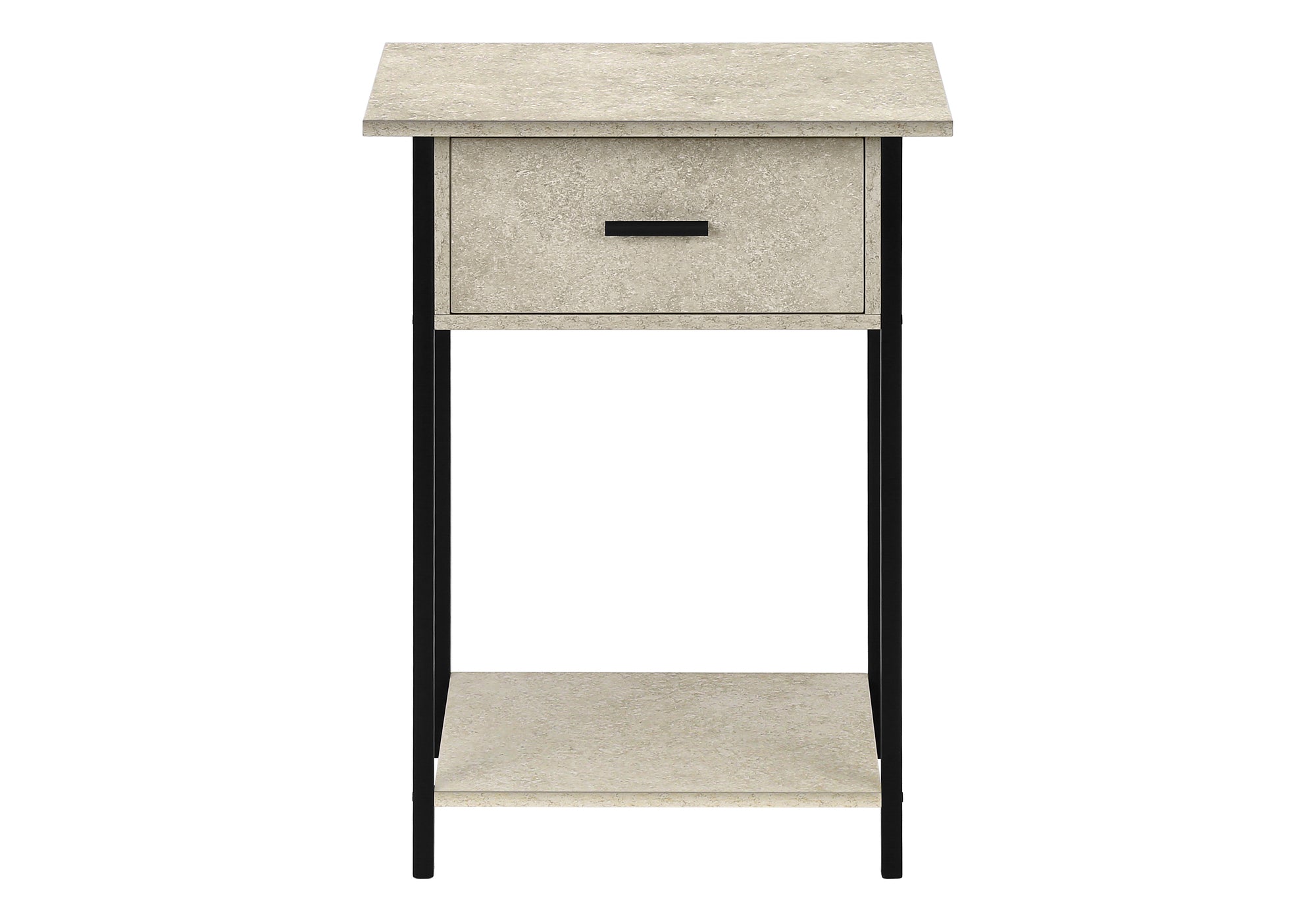 TABLE D'APPOINT - 24"H / PIERRE CREME / METAL NOIR – I 3818