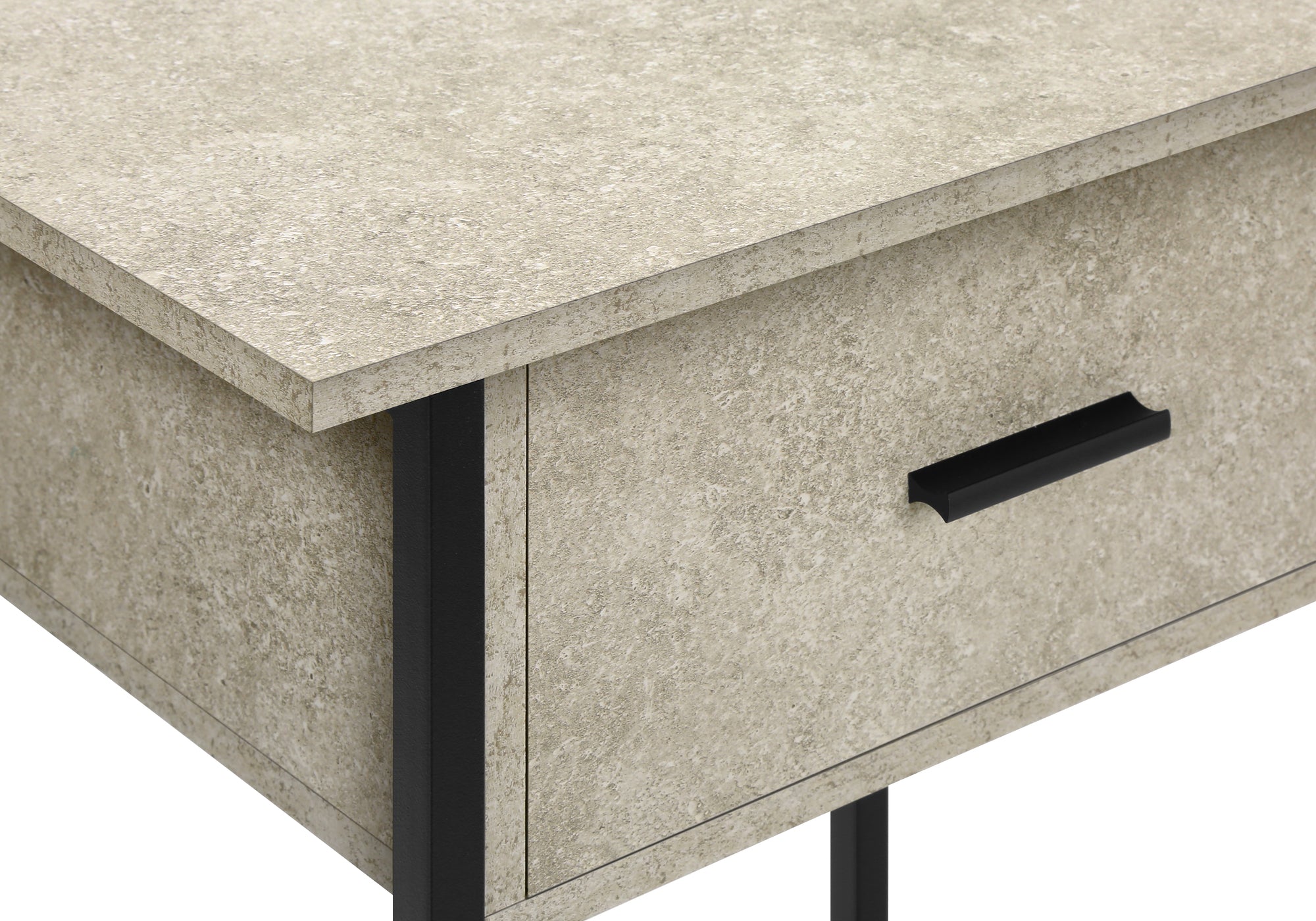 TABLE D'APPOINT - 24"H / PIERRE CREME / METAL NOIR – I 3818