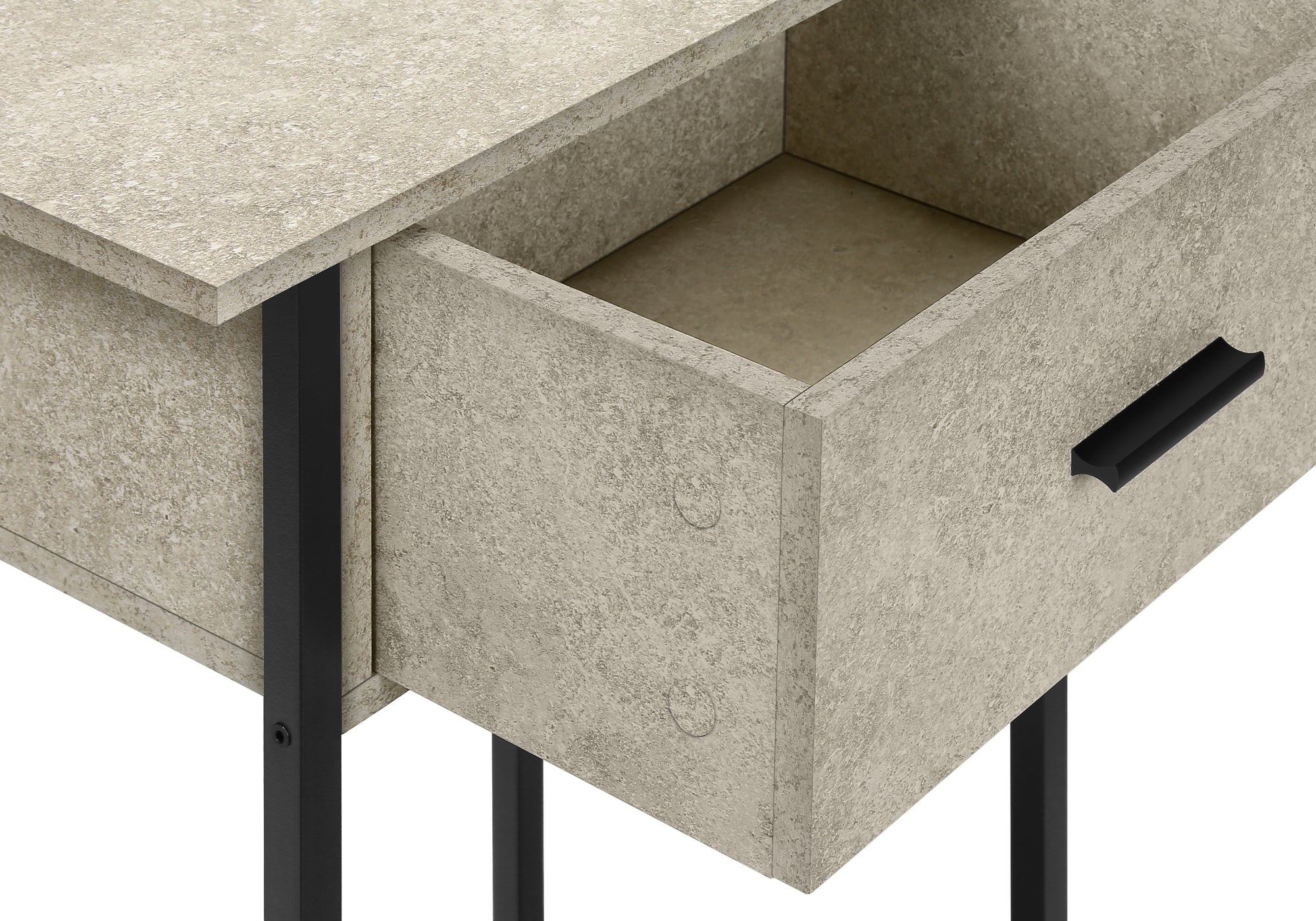 TABLE D'APPOINT - 24"H / PIERRE CREME / METAL NOIR – I 3818