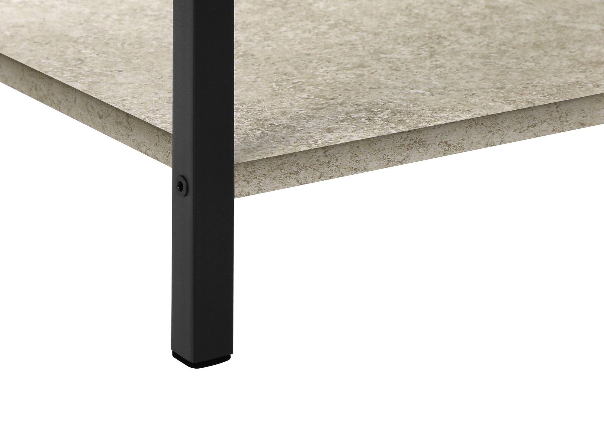 TABLE DE CHEVET - 24"H / PIERRE CREME / METAL NOIR – I 3818.