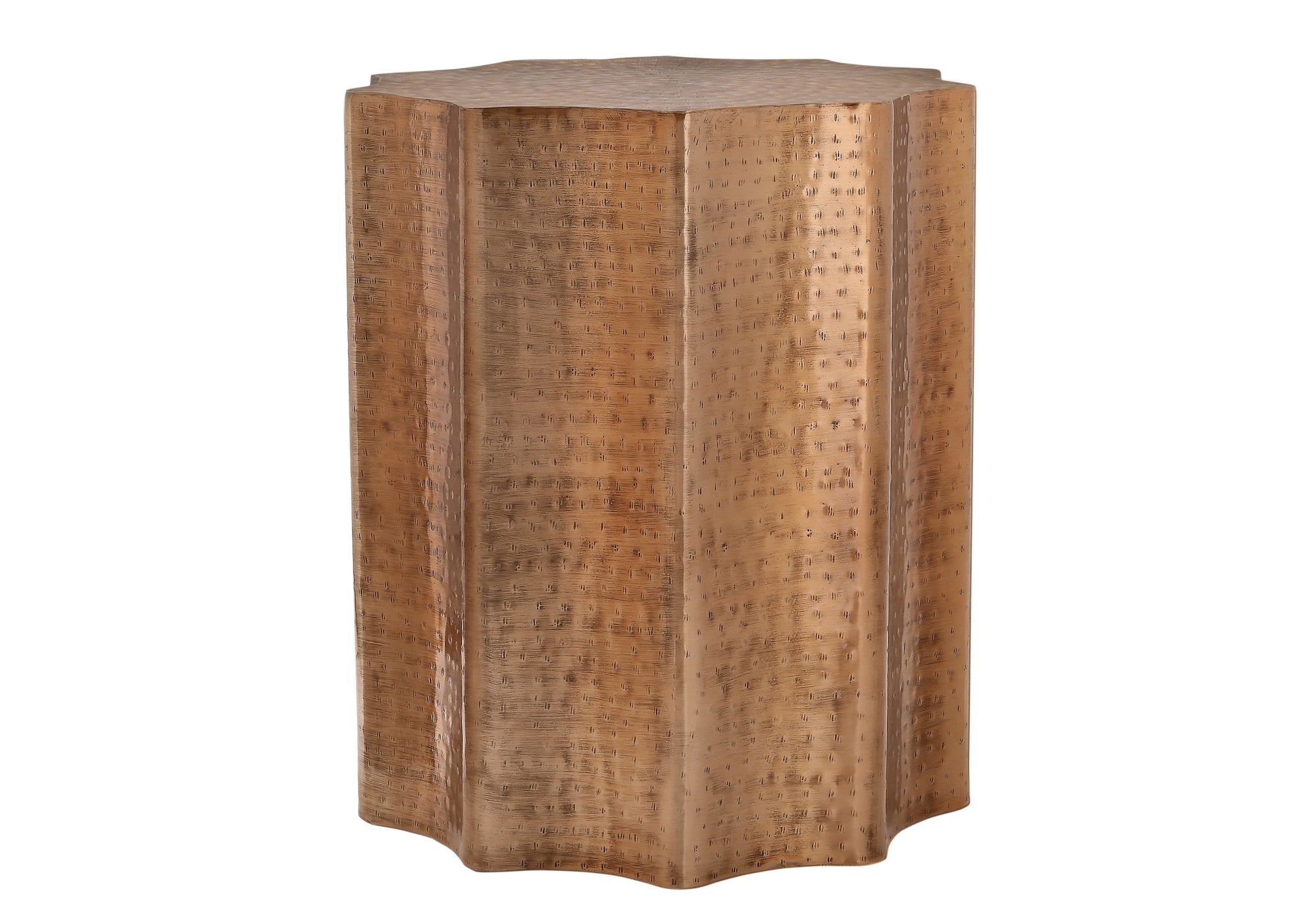 TABLE DE CHEVET - 22"H / TABLE DE BOUT DRUM METAL CUIVRE – I 3901.