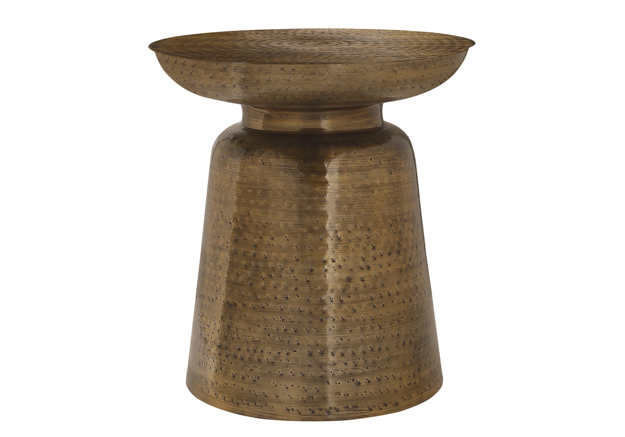 TABLE DE CHEVET - 22"H / TABLE DE BOUT DRUM METAL CUIVRE – I 3915.