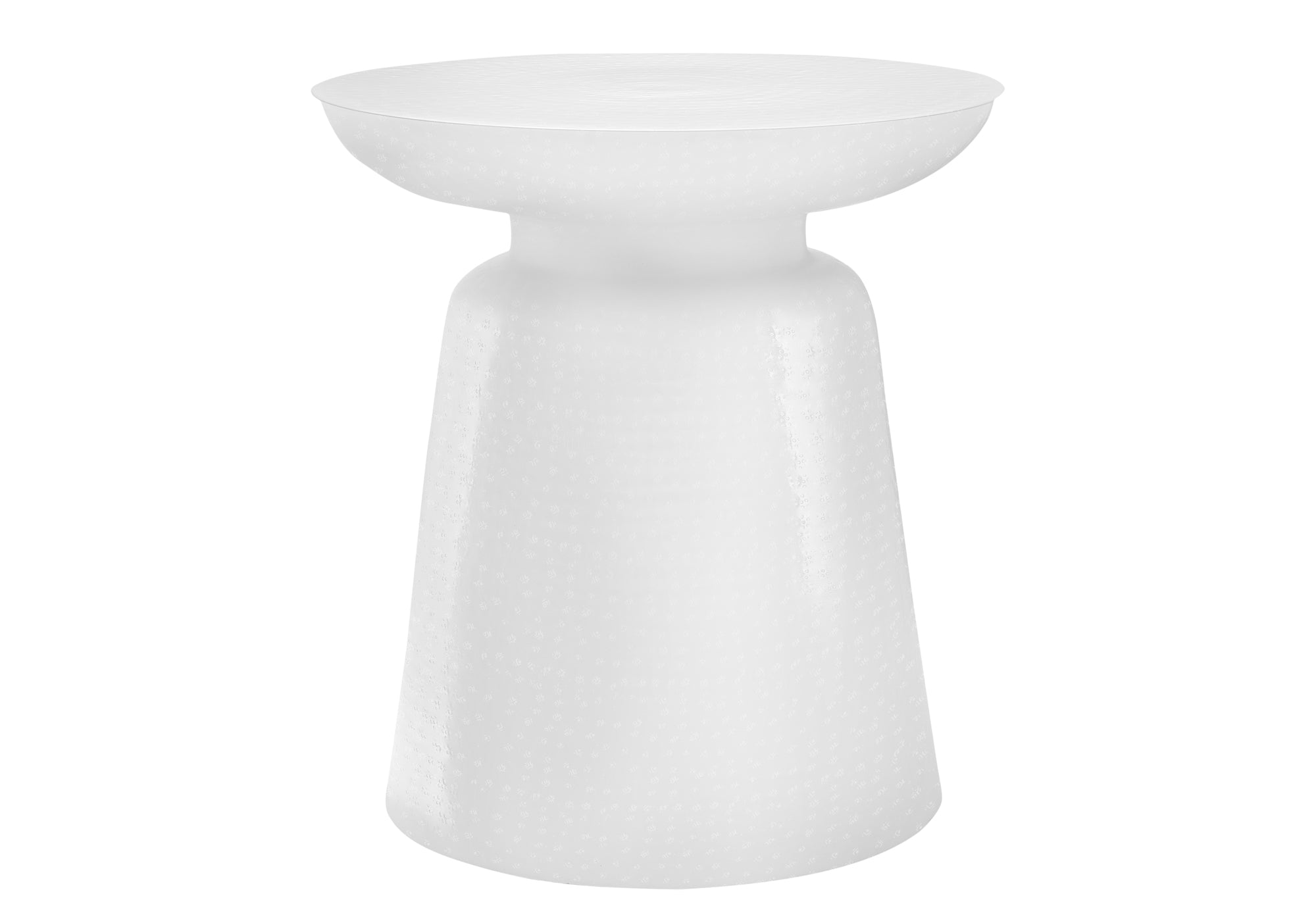 TABLE DE CHEVET - 22"H / TABLE DE BOUT DRUM METAL BLANC – I 3917.