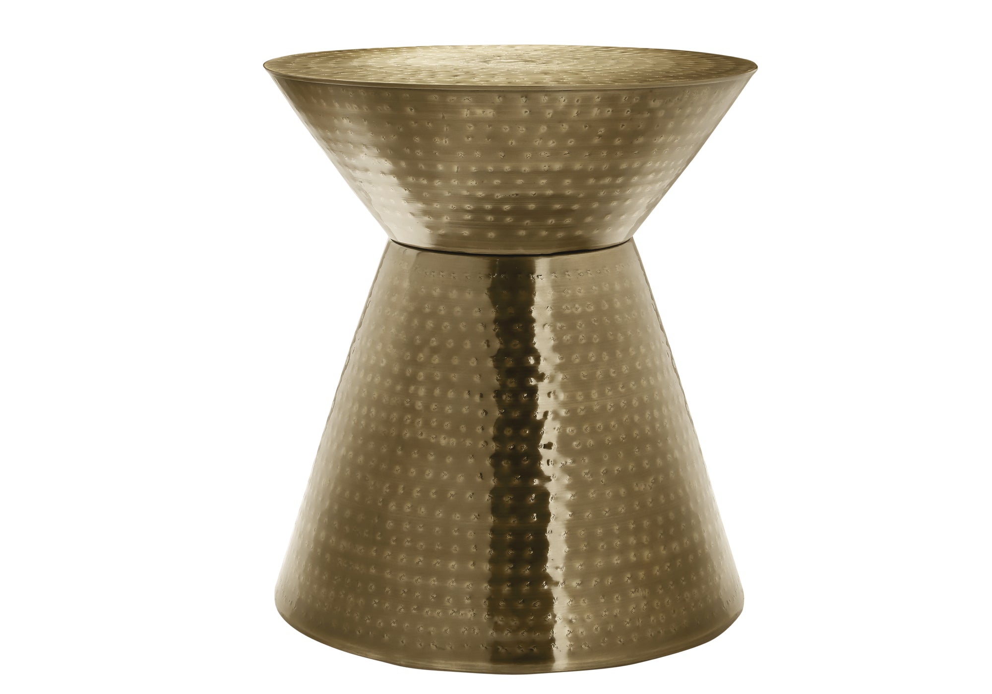 TABLE DE CHEVET - 22"H / TABLE DE BOUT DRUM METAL DORE – I 3927.