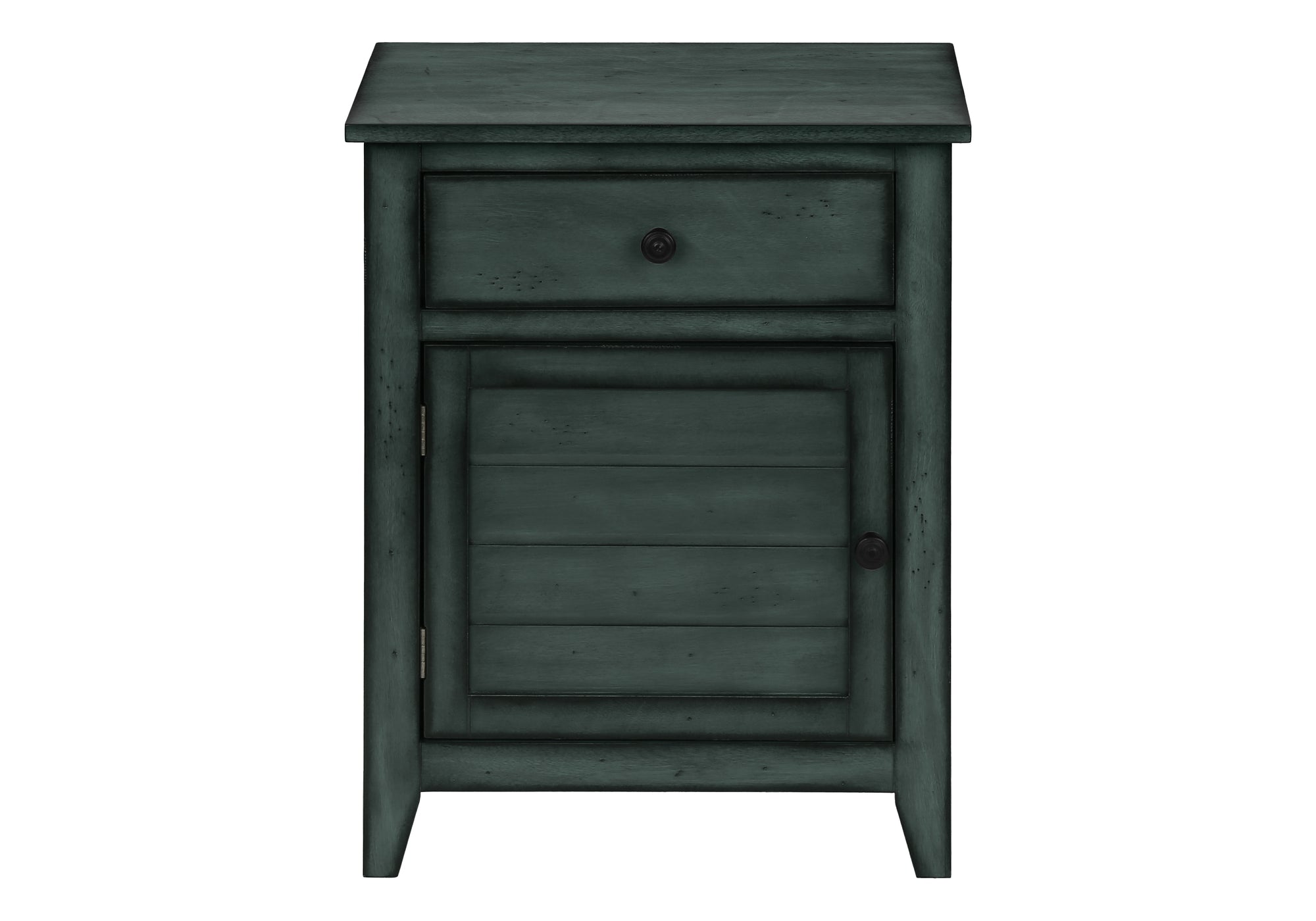 TABLE DE CHEVET - 25"H / TABLE DE BOUT BOIS PLAQUE BLEU – I 3949.