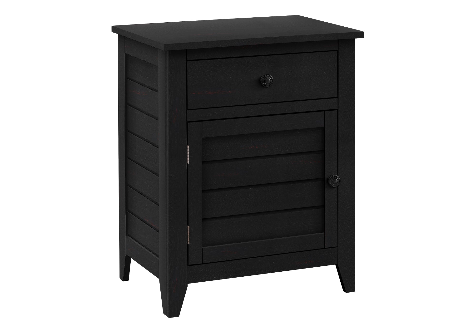 TABLE DE CHEVET - 25"H / TABLE DE BOUT BOIS PLAQUE NOIR – I 3951.