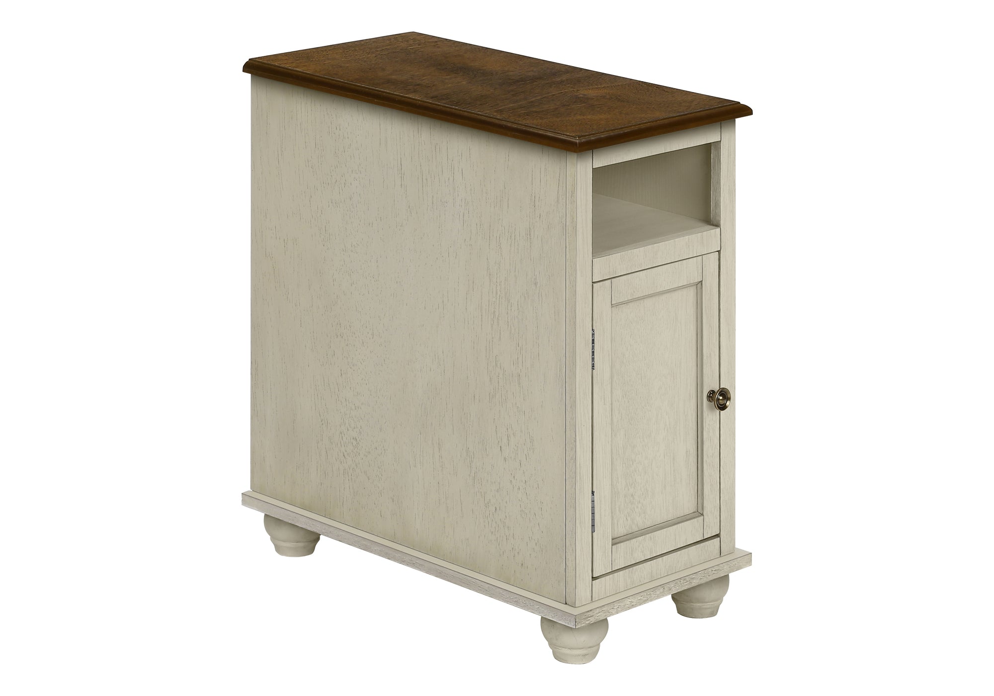 TABLE DE CHEVET - 24"H/BOIS PLAQUE BLANC ANTIQUE/ESPRESSO – I 3965.