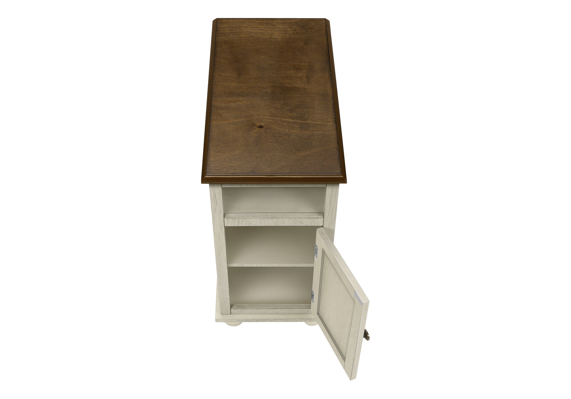 TABLE DE CHEVET - 24"H/BOIS PLAQUE BLANC ANTIQUE/ESPRESSO – I 3965.