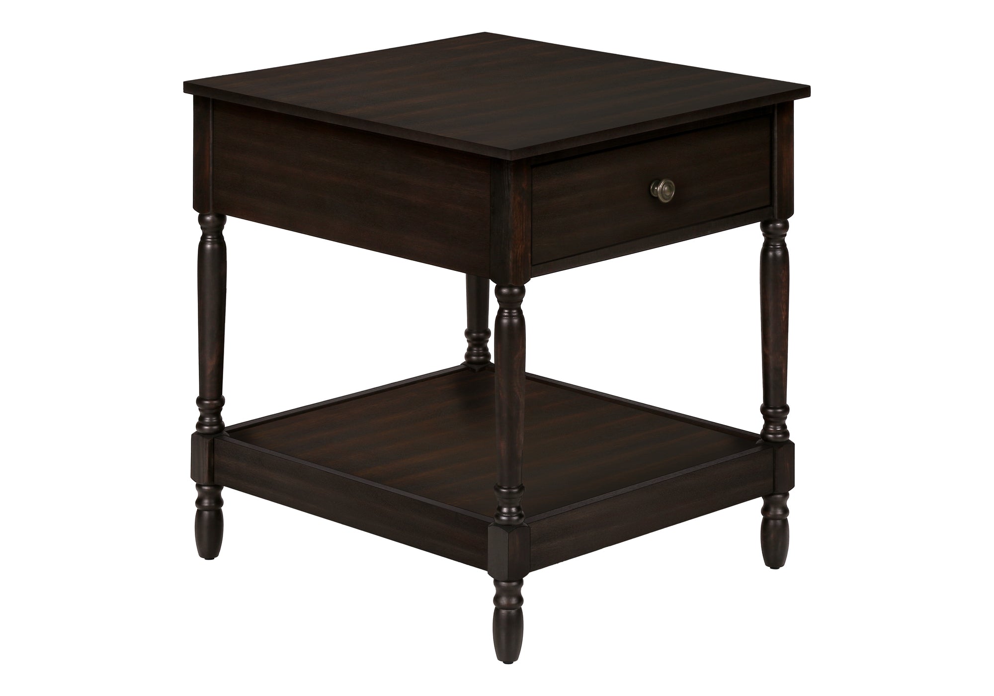 TABLE DE CHEVET - 25"H / BOIS PLAQUE ACAJOU FONCE – I 3976.